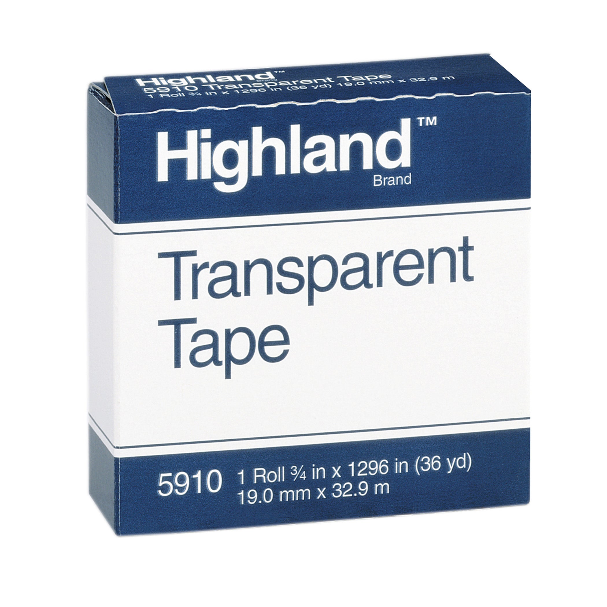 Transparent Tape, 3/4" x 1296", 1" Core, Clear, 12 Rolls