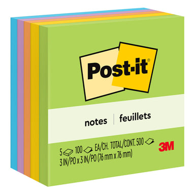 Notes, 3 in x 3 in, Floral Fantasy Collection, 100 Sheets/Pad, 5 Pads/Pack, 2 Packs - A1 School Supplies