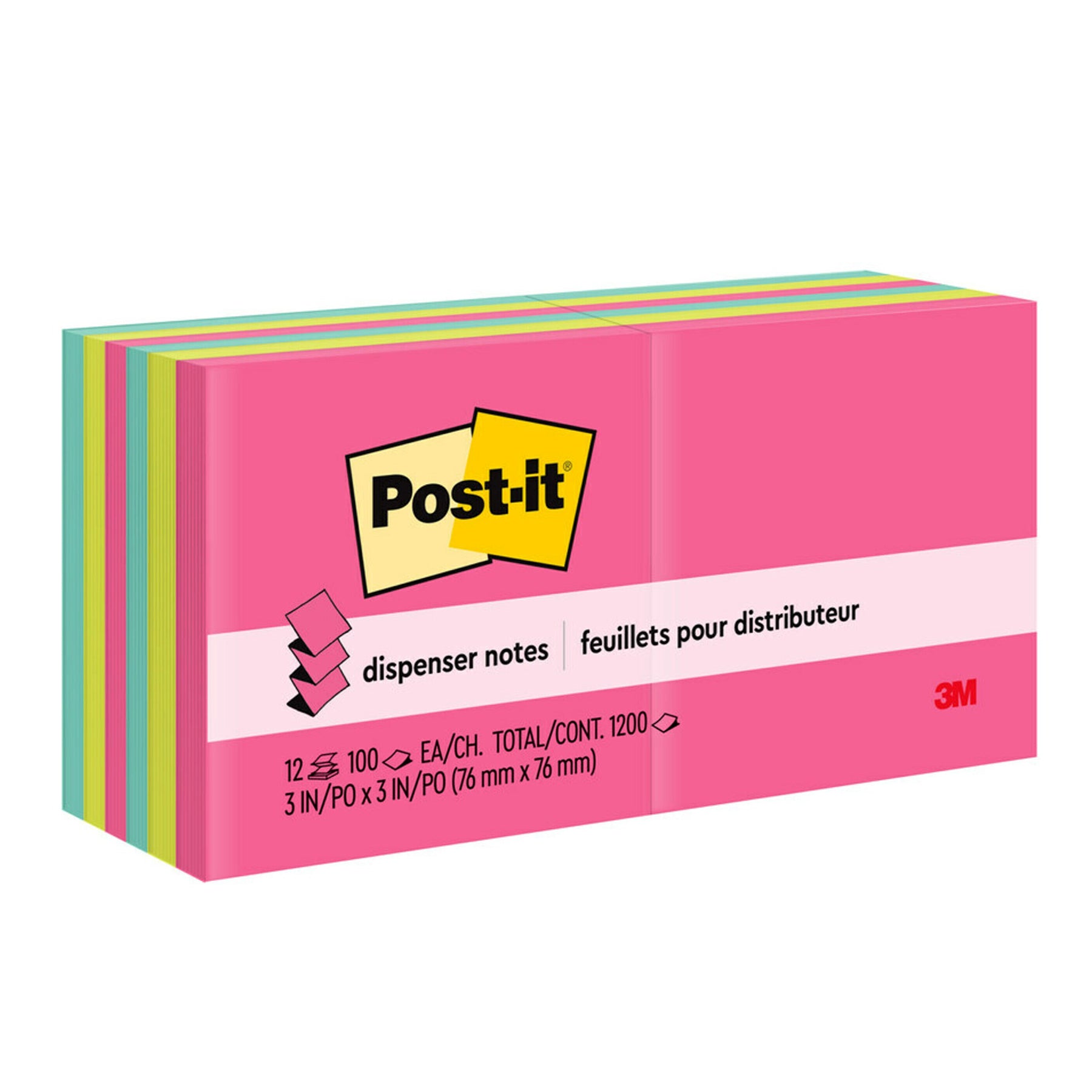 Dispenser Pop-up Notes, Poptimistic Collection, 100 Sheets/Pad, 12 Pads