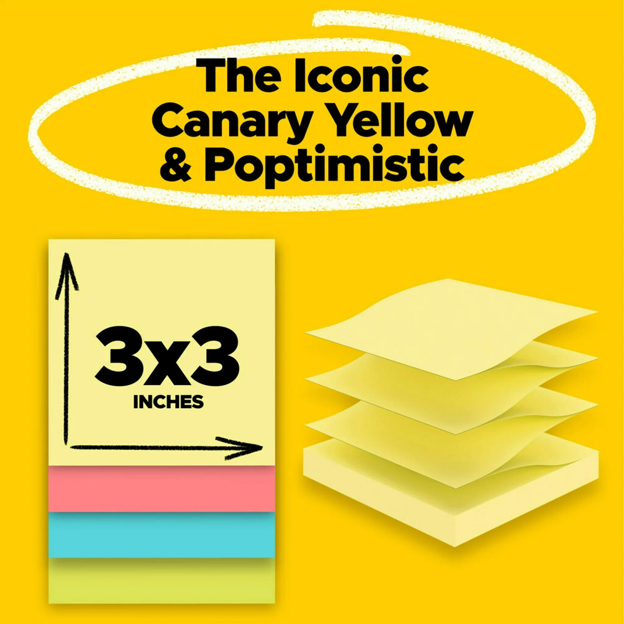 Dispenser Pop-up Notes Value Pack, 3 in x 3 in, Canary Yellow + Assorted, 14 Pads/Pack