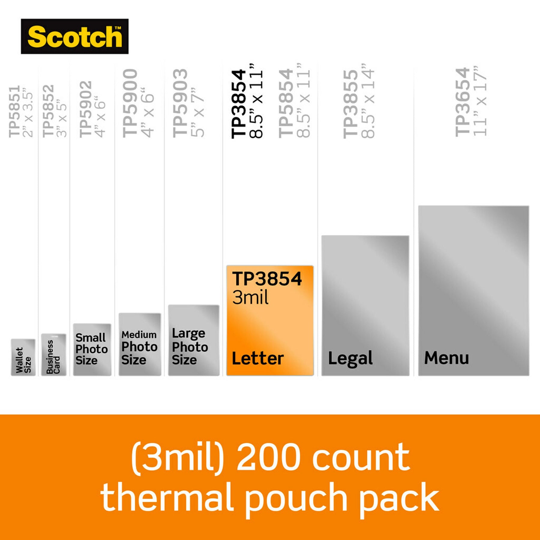 Thermal Laminating Pouches, 3 mil Size, Pack of 200