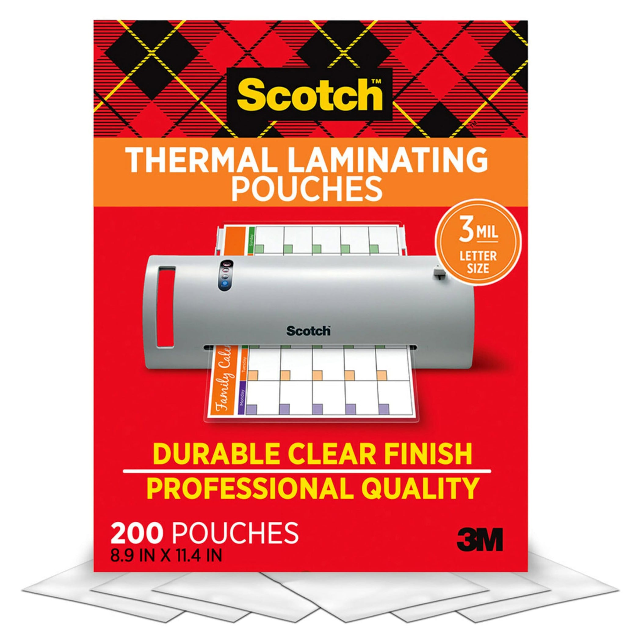 Thermal Laminating Pouches, 3 mil Size, Pack of 200