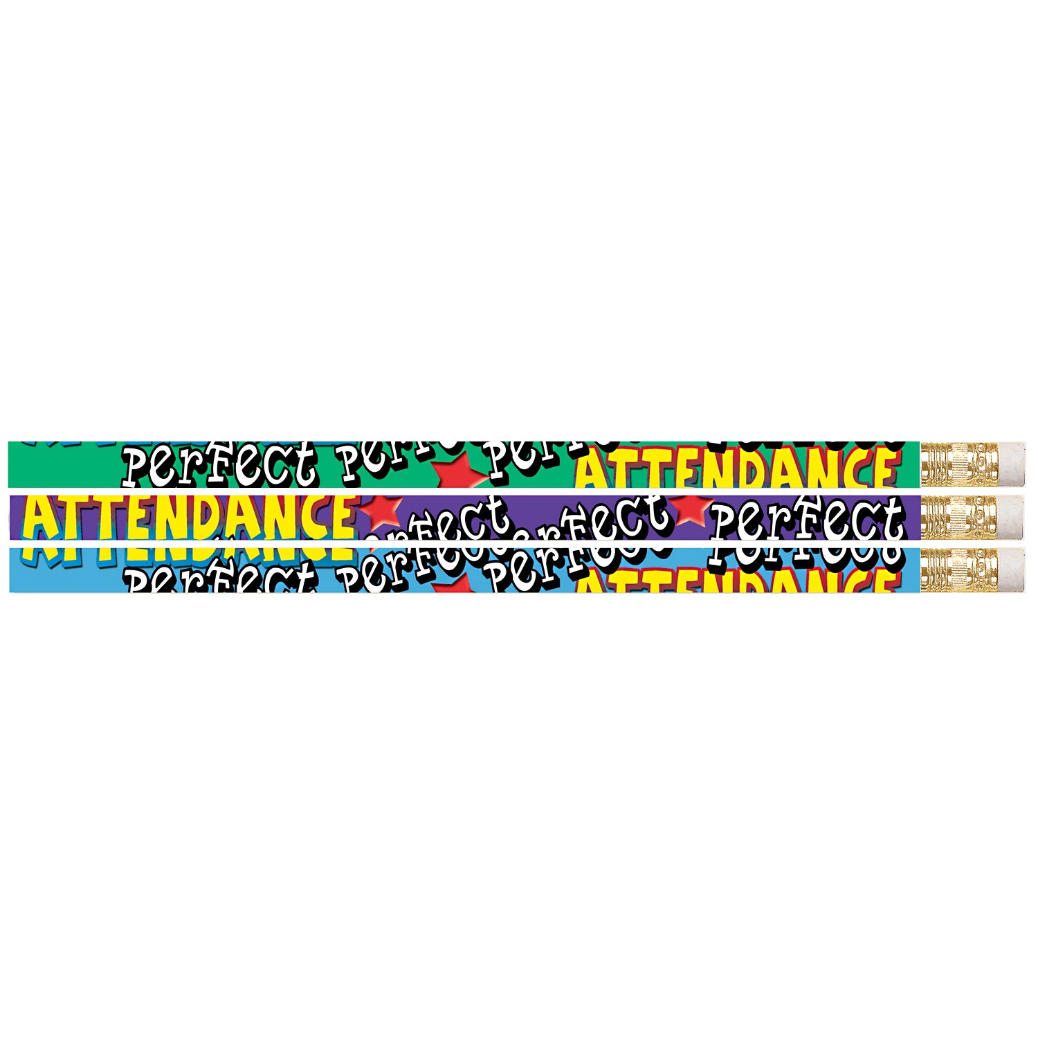 Perfect Attendance Motivational Pencils, 12 Per Pack, 12 Packs