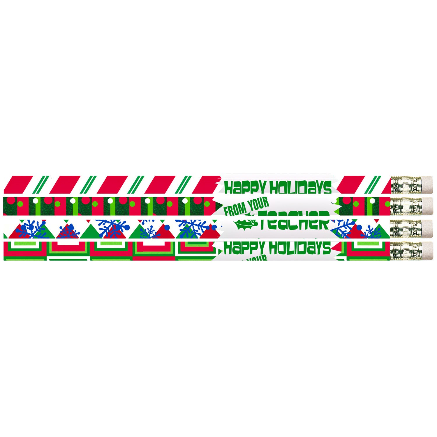 Happy Holidays From Your Teacher Motivational Pencils, 12 Per Pack, 12 Packs