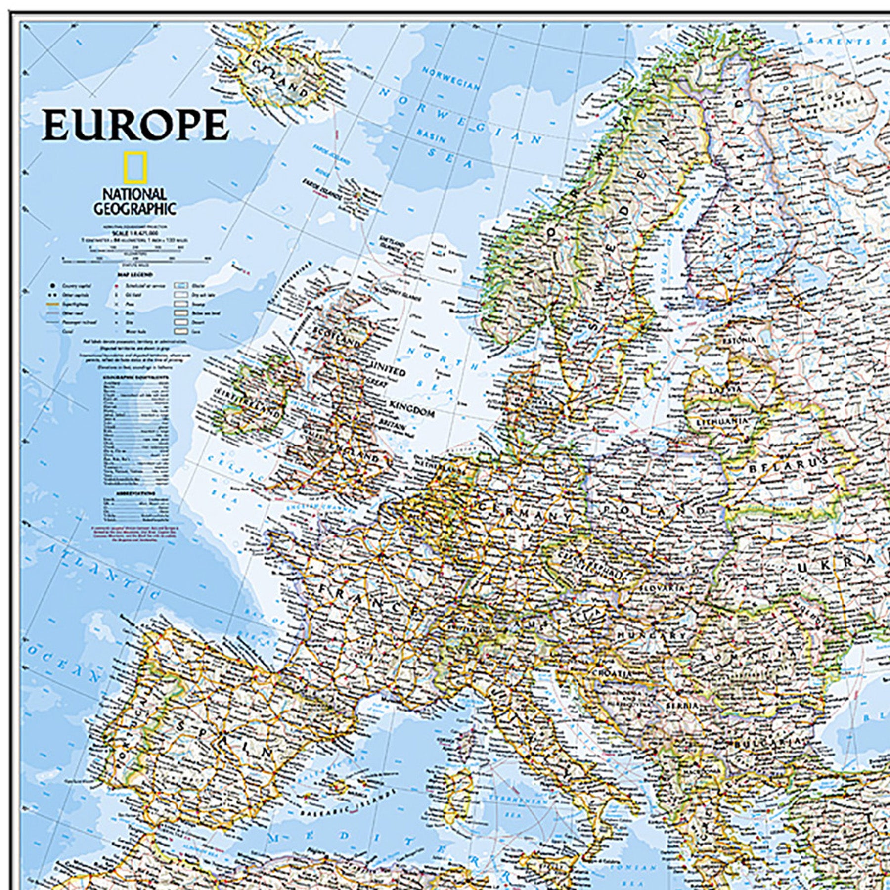 Europe Classic Map, Laminated