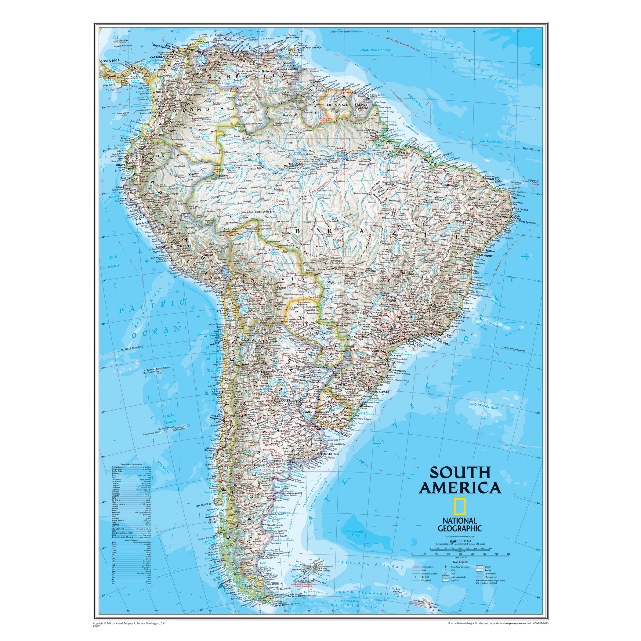 South America Classic Map, Laminated