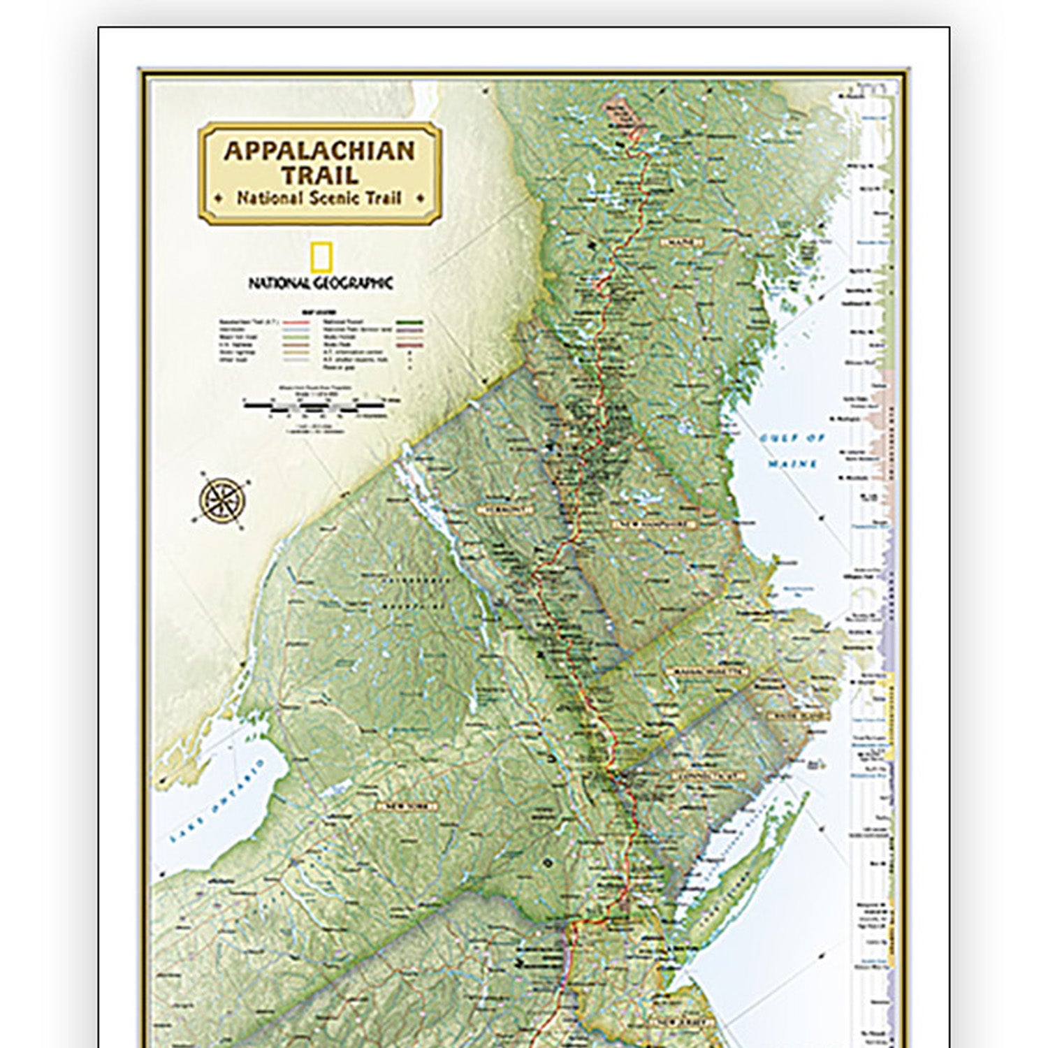 Appalachian Trail Map, In Gift Box, 18" x 48"