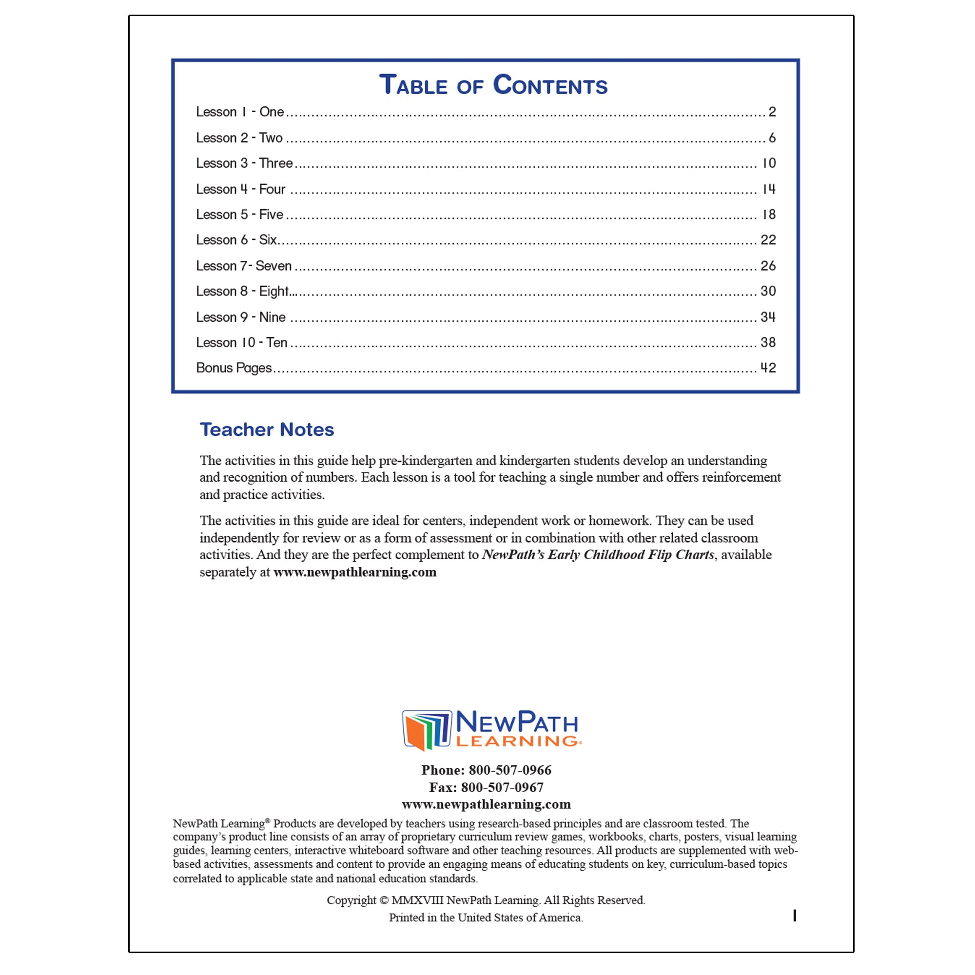 Numbers 1-10 Student Activity Guide