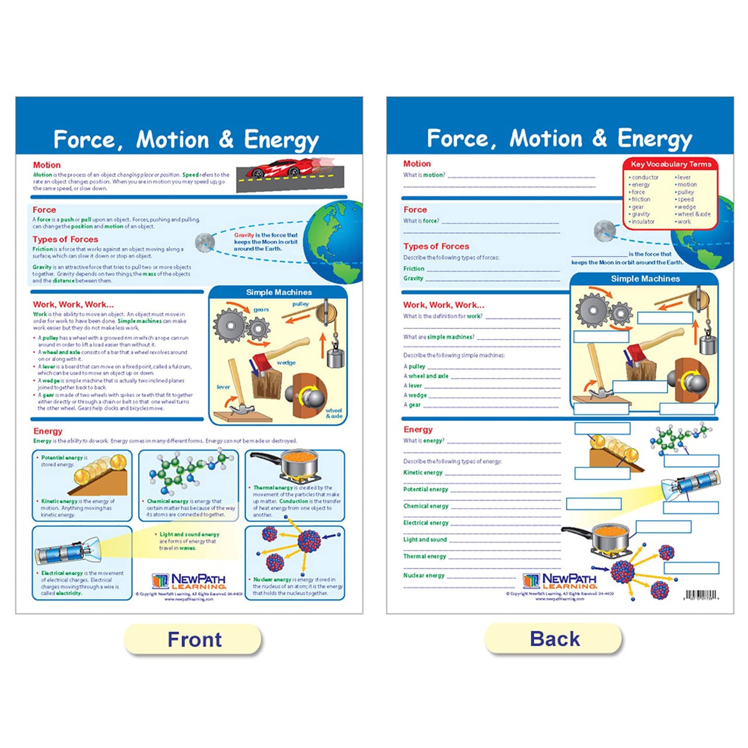 Force & Motion Bulletin Board Charts, Set of 3