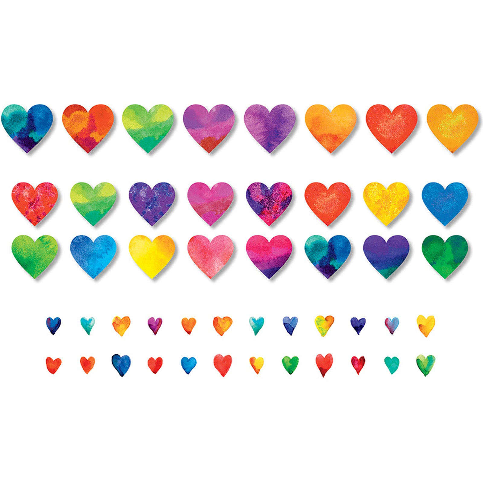 Watercolor Hearts Accents, 48 Per Pack, 6 Packs - A1 School Supplies