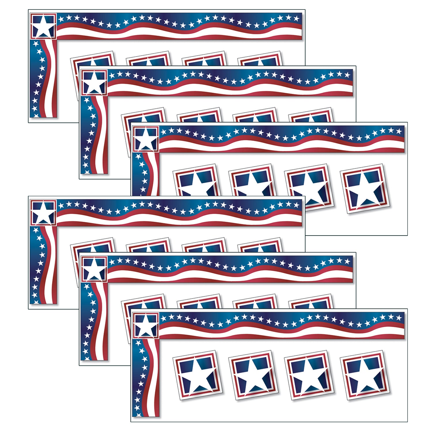 All Around the Board Trimmer, Stars & Stripes, 43 Feet Per Pack, 6 Packs