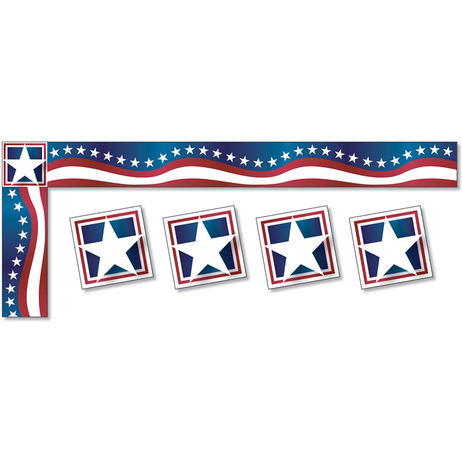 All Around the Board Trimmer, Stars & Stripes, 43 Feet Per Pack, 6 Packs - A1 School Supplies