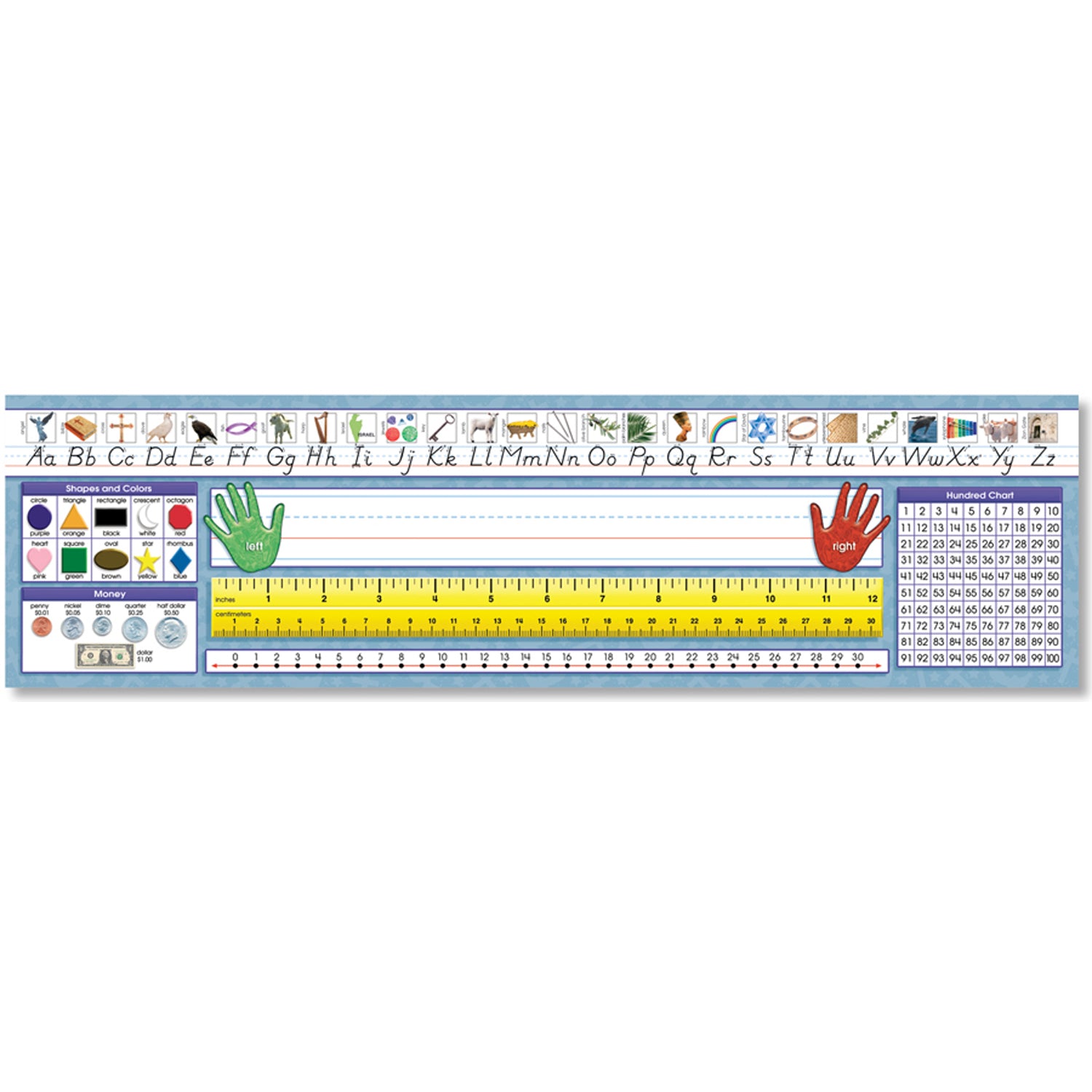 Traditional Manuscript Primary Desk Plates, 19" x 5", 36 Per Pack, 3 Packs - A1 School Supplies