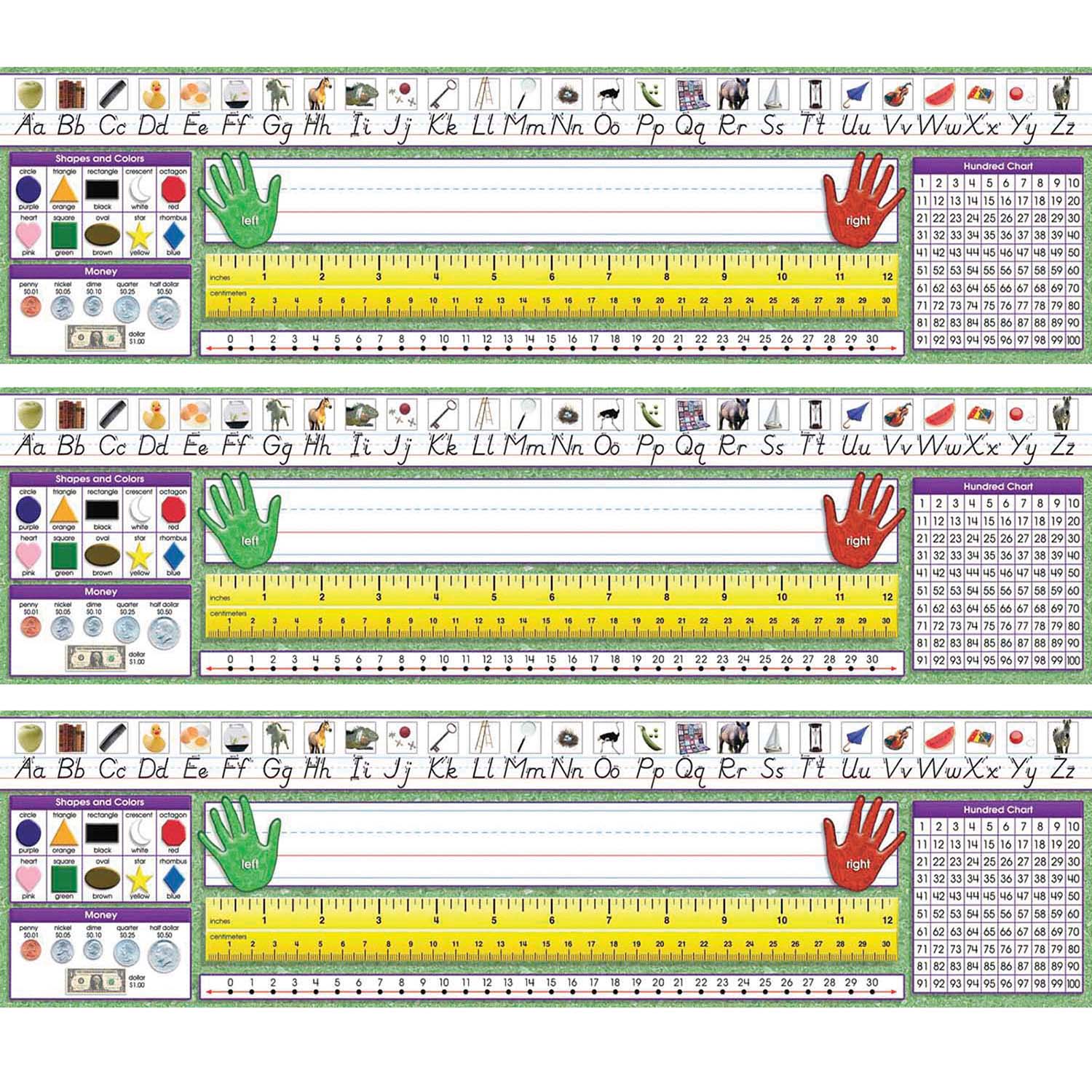 Modern Manuscript Primary Desk Plates, 19" x 5", 36 Per Pack, 3 Packs