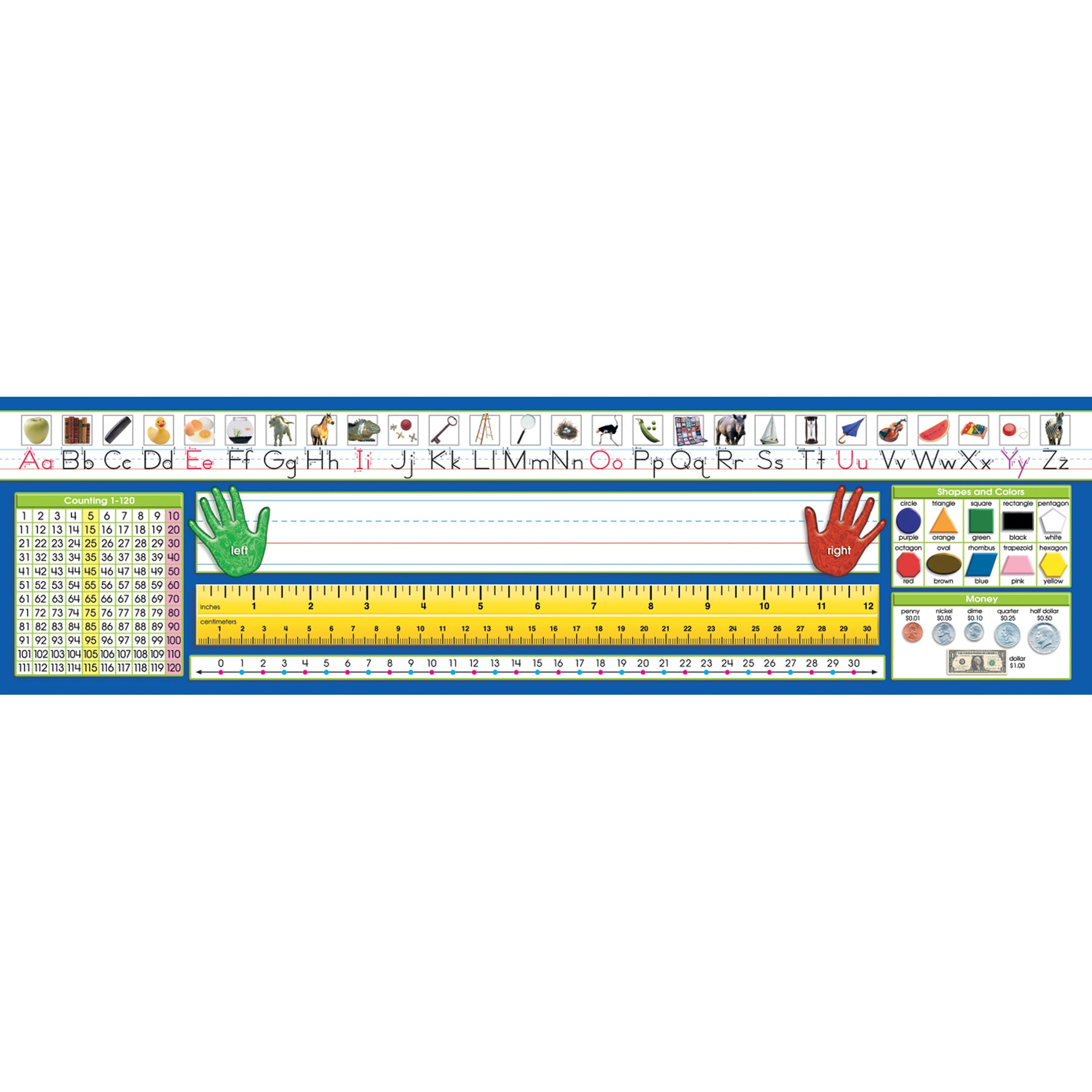 Primary Traditional Manuscript Counting 1-120 Desk Plates, 36 Per Pack, 3 Packs