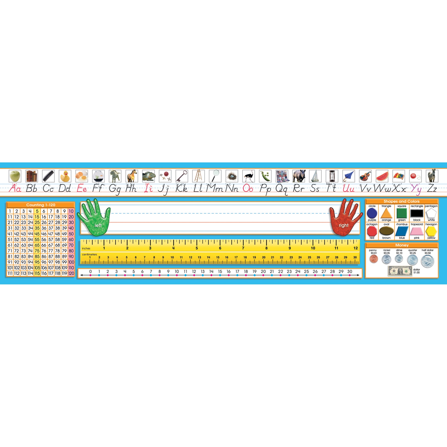 Primary Modern Manuscript Counting 1-120 Desk Plate, 36 Per Pack, 3 Packs