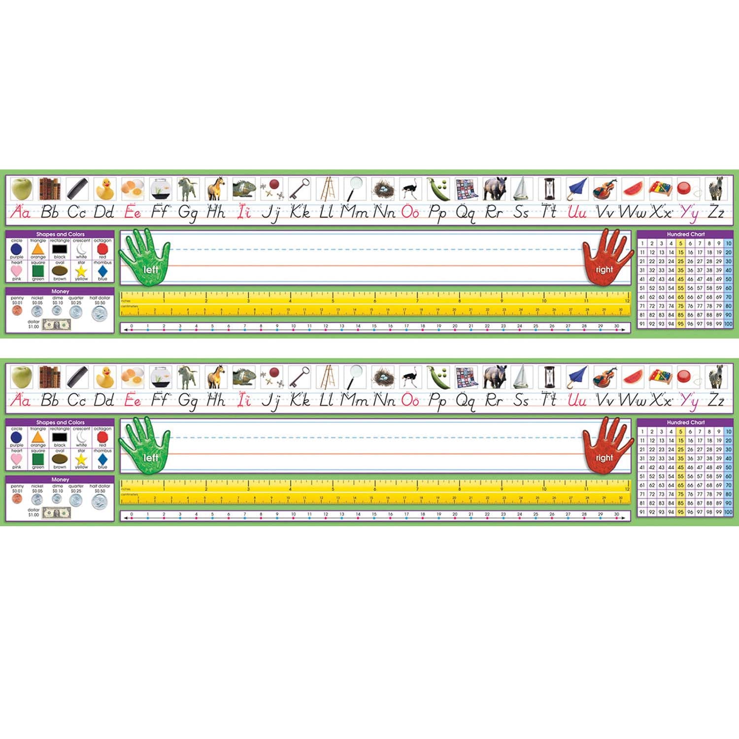 Adhesive Primary Modern Manuscript Desk Plates, 17.5" x 4", 36 Per Pack, 2 Packs