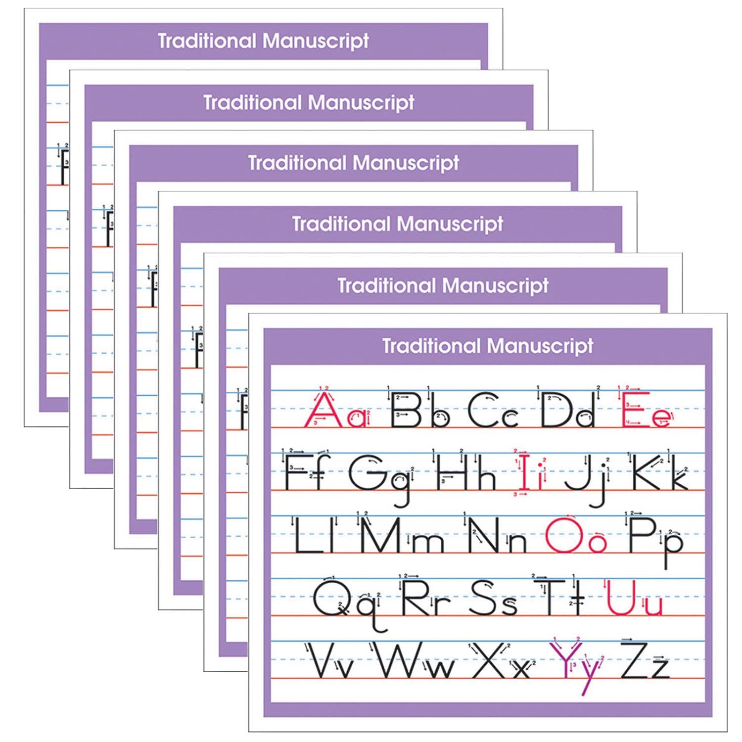 Adhesive Traditional Manuscript Desk Prompt, 36 Per Pack, 6 Packs