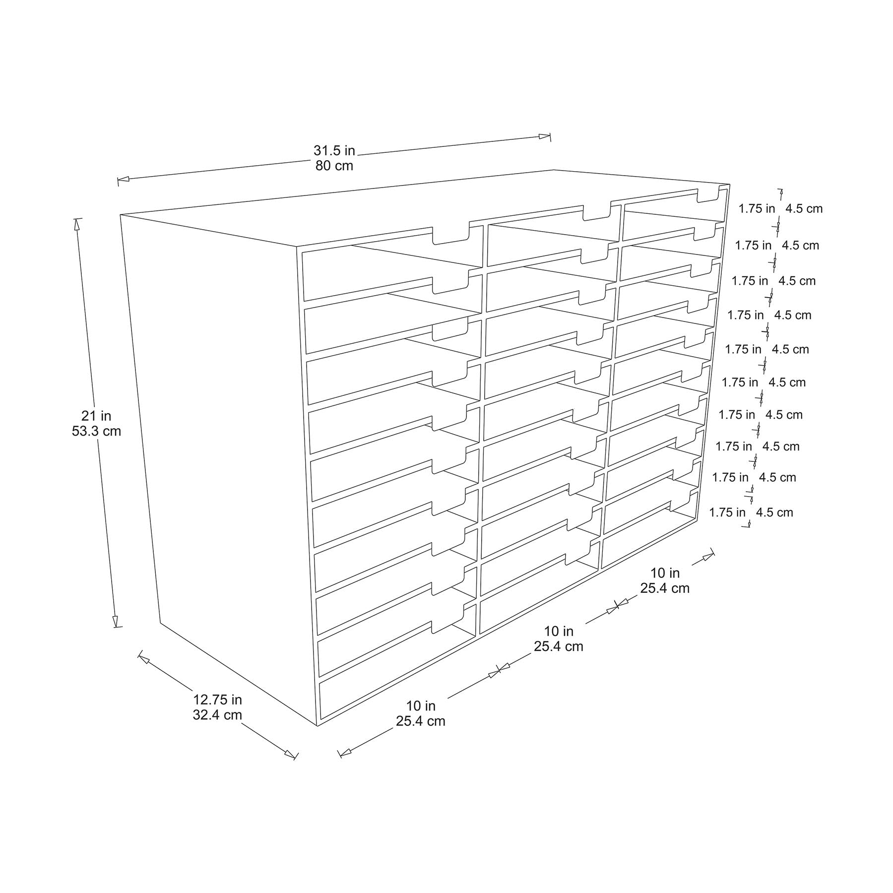 Mailbox, 30-Slot, Blue, 21"H x 31-5/8"W x 12-3/4"D