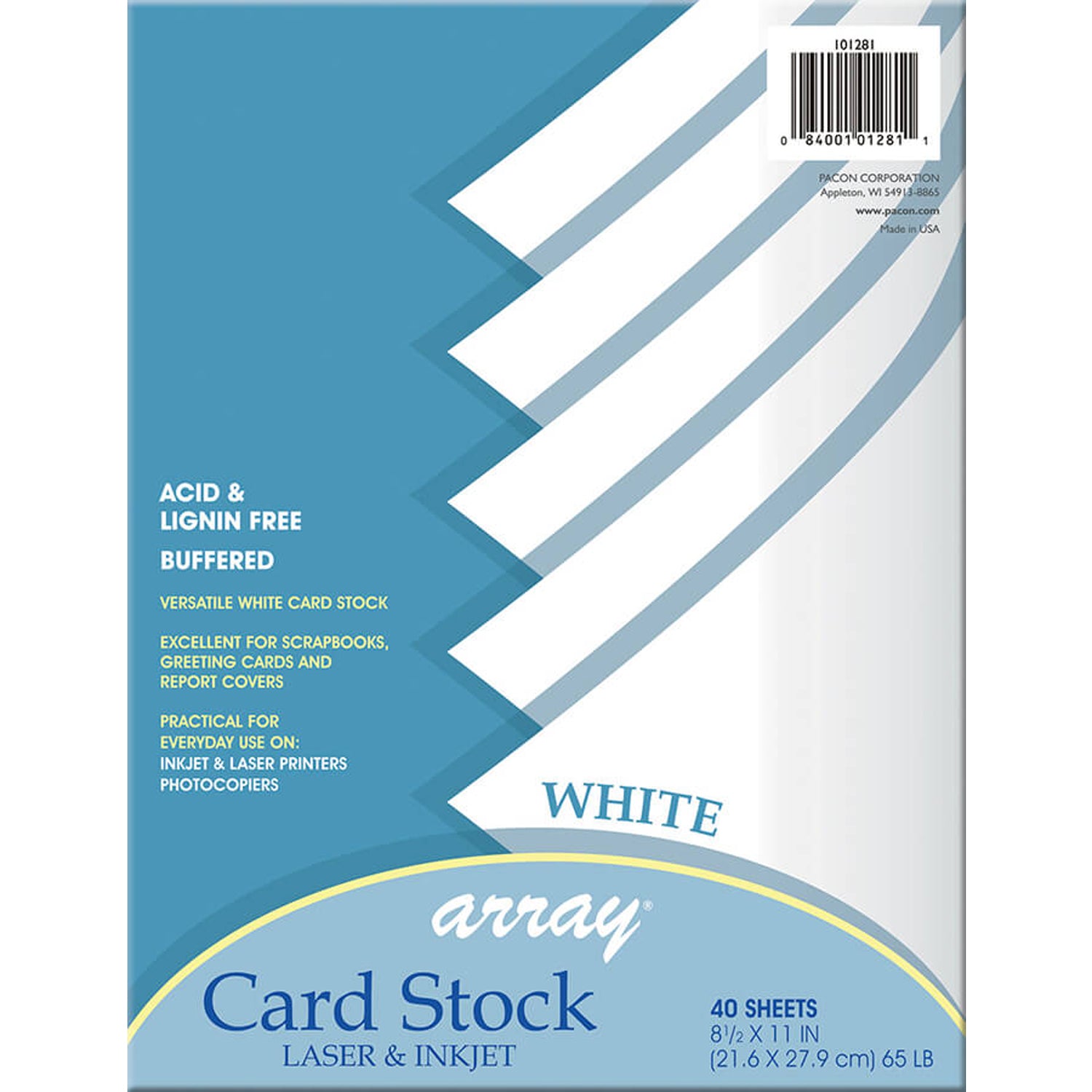 Card Stock, White, 8-1/2" x 11", 40 Sheets Per Pack, 3 Packs