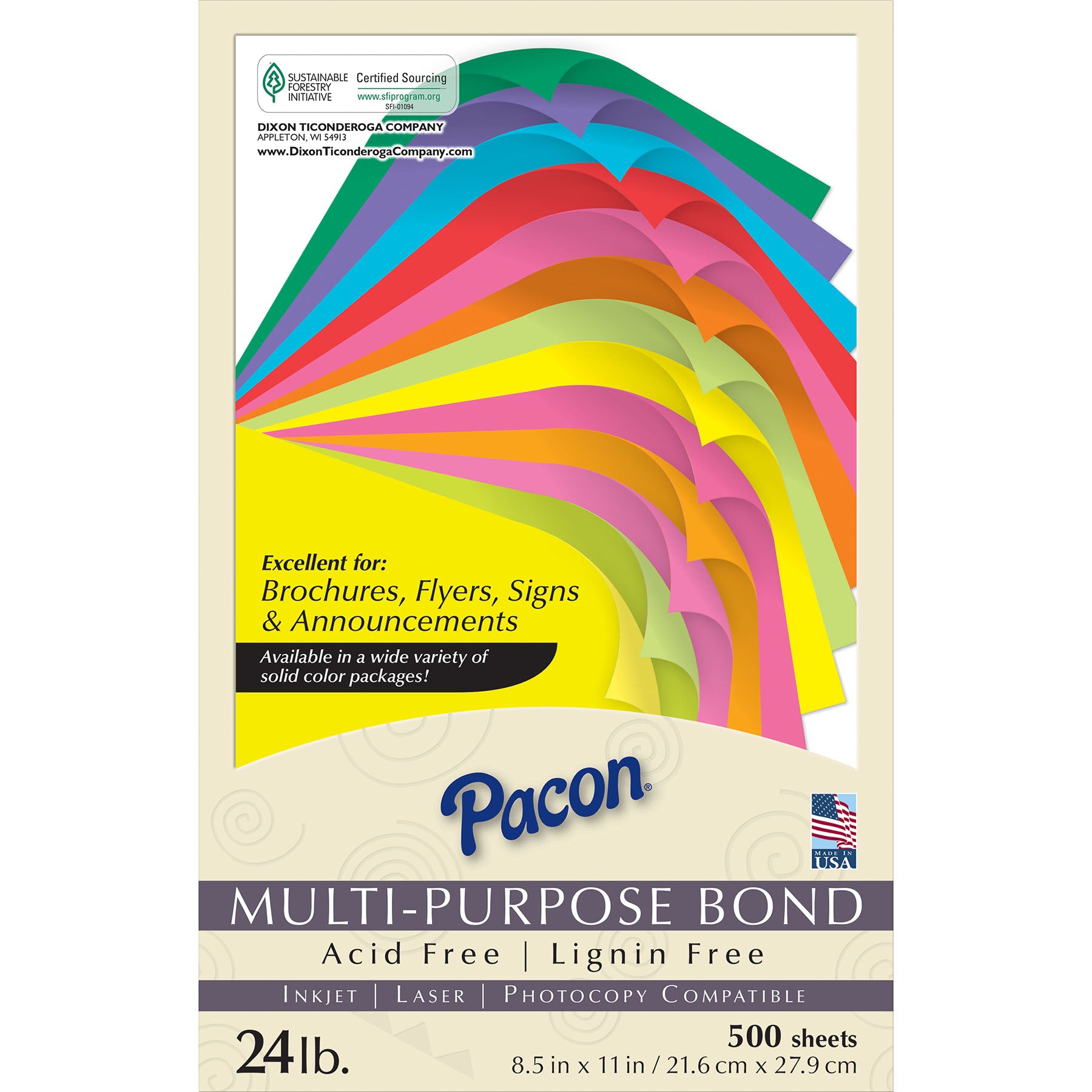 Multi-Purpose Paper, Hyper Lime, 8-1/2" x 11", 500 Sheets