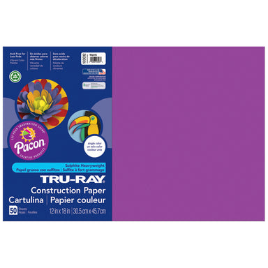 Construction Paper, Magenta, 12" x 18", 50 Sheets Per Pack, 5 Packs - A1 School Supplies