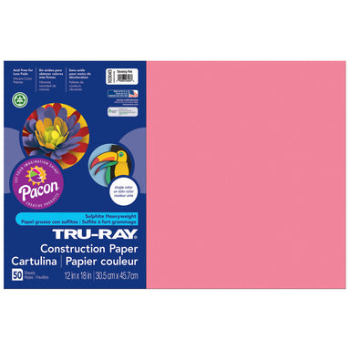 Construction Paper, Shocking Pink, 12" x 18", 50 Sheets Per Pack, 5 Packs - A1 School Supplies