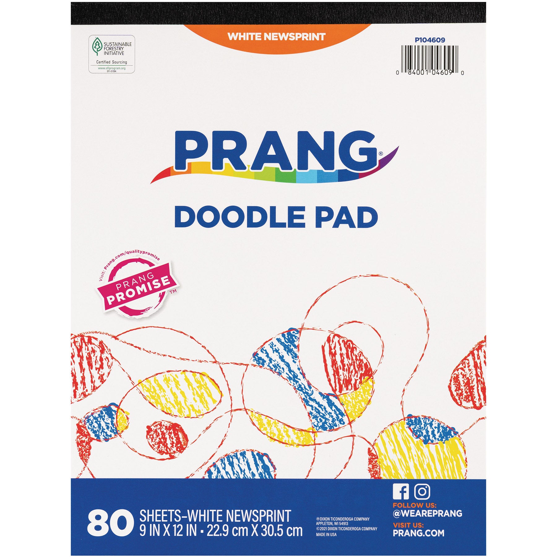 Doodle Pad, White, 9" x 12", 80 Sheets, Pack of 6