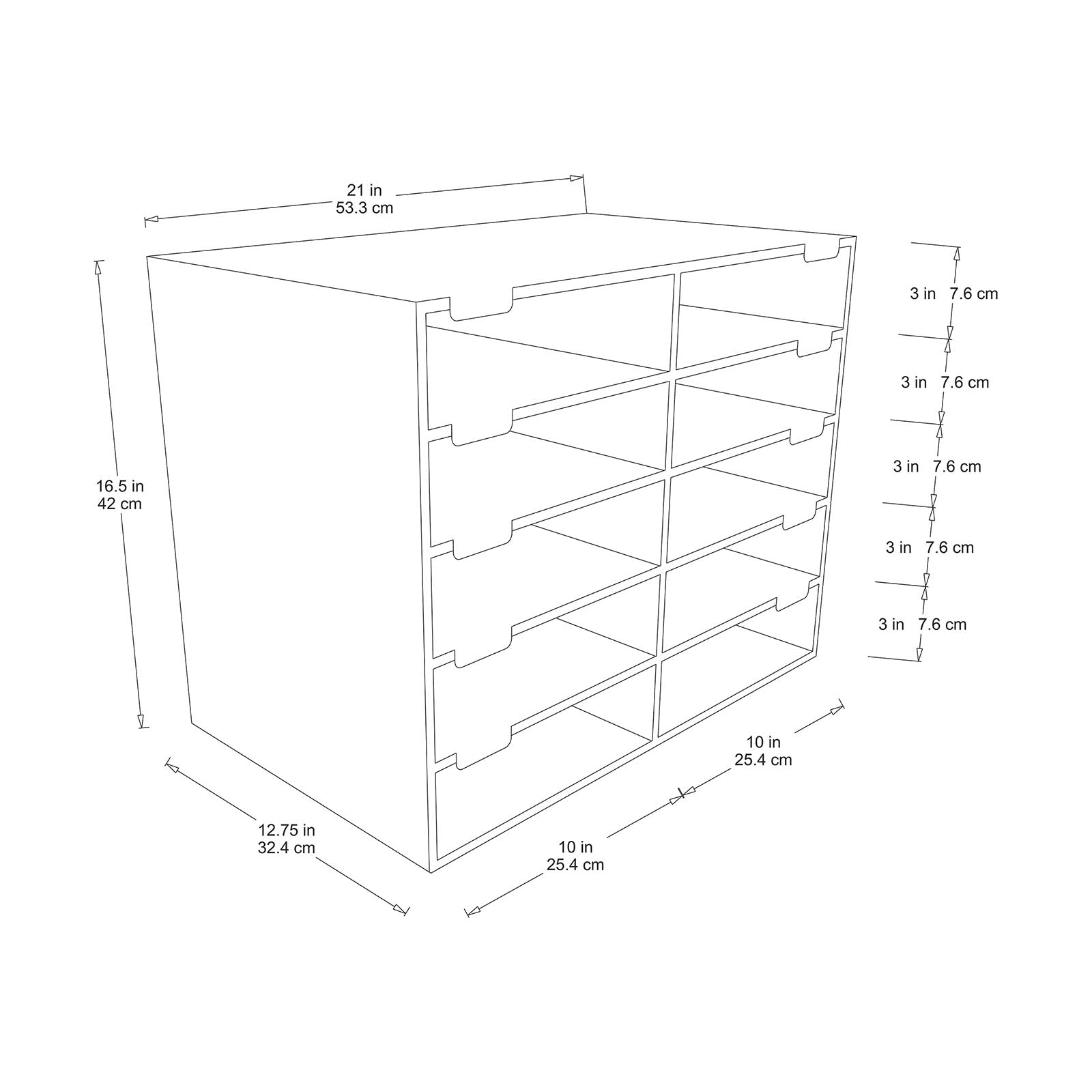 Mailbox, 10-Slot, Blue, 16-5/8"H x 21"W x 12-7/8"D