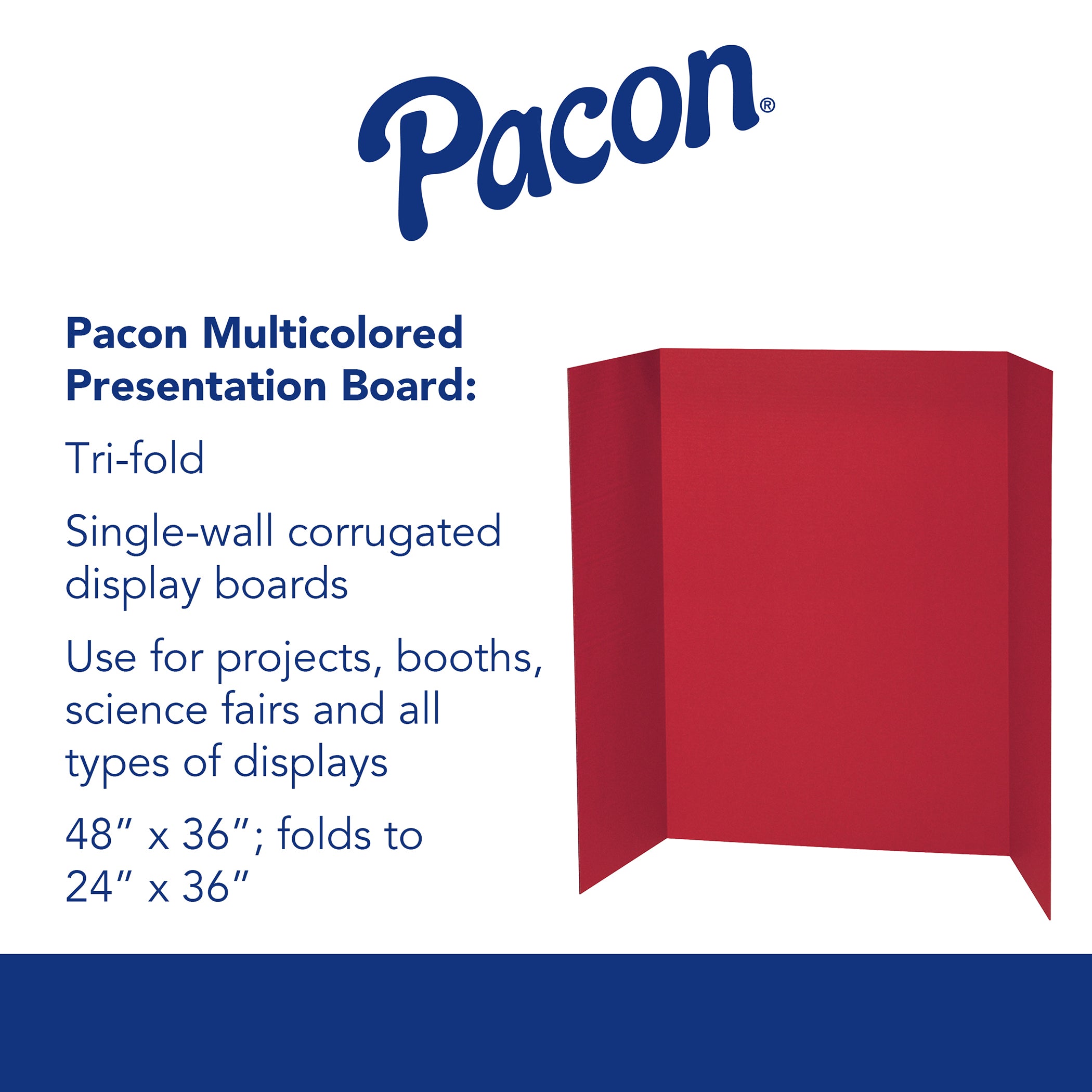 Presentation Board, Red, Single Wall, 48" x 36", Pack of 6