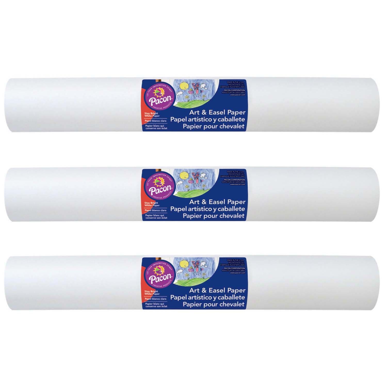 Art & Easel Roll, White, 18" x 50', 3 Rolls