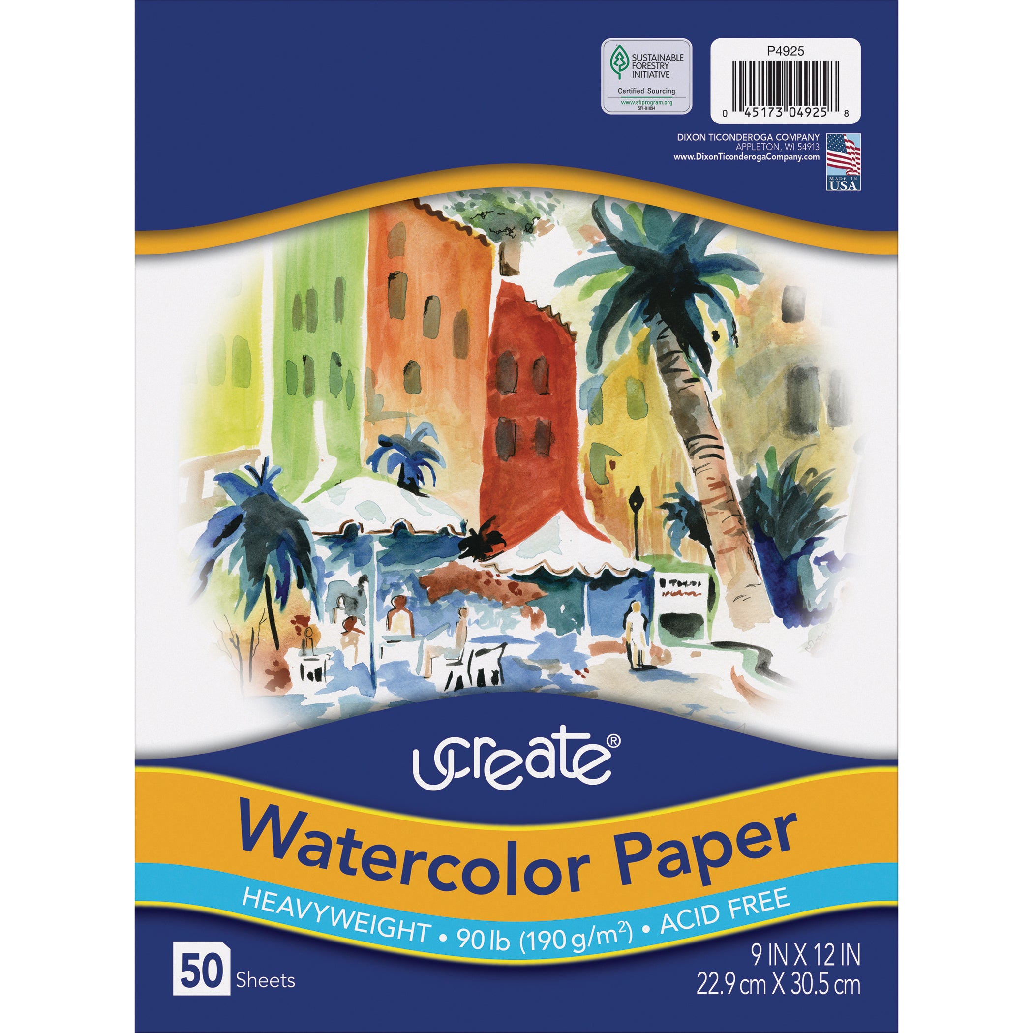 Watercolor Paper, White, 90lb., 9" x 12", 50 Sheets Per Pack, 3 Packs