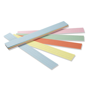 Sentence Strips, 5 Assorted Colors, 1-1/2" Ruled, 3" x 24", 100 Strips Per Pack, 3 Packs - A1 School Supplies