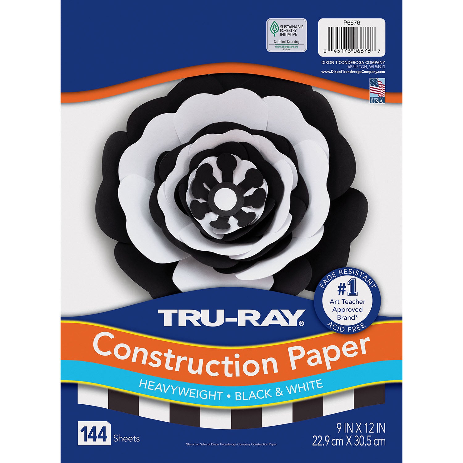 Premium Construction Paper, Black & White, 9" x 12", 144 Sheets Per Pack, 3 Packs - A1 School Supplies