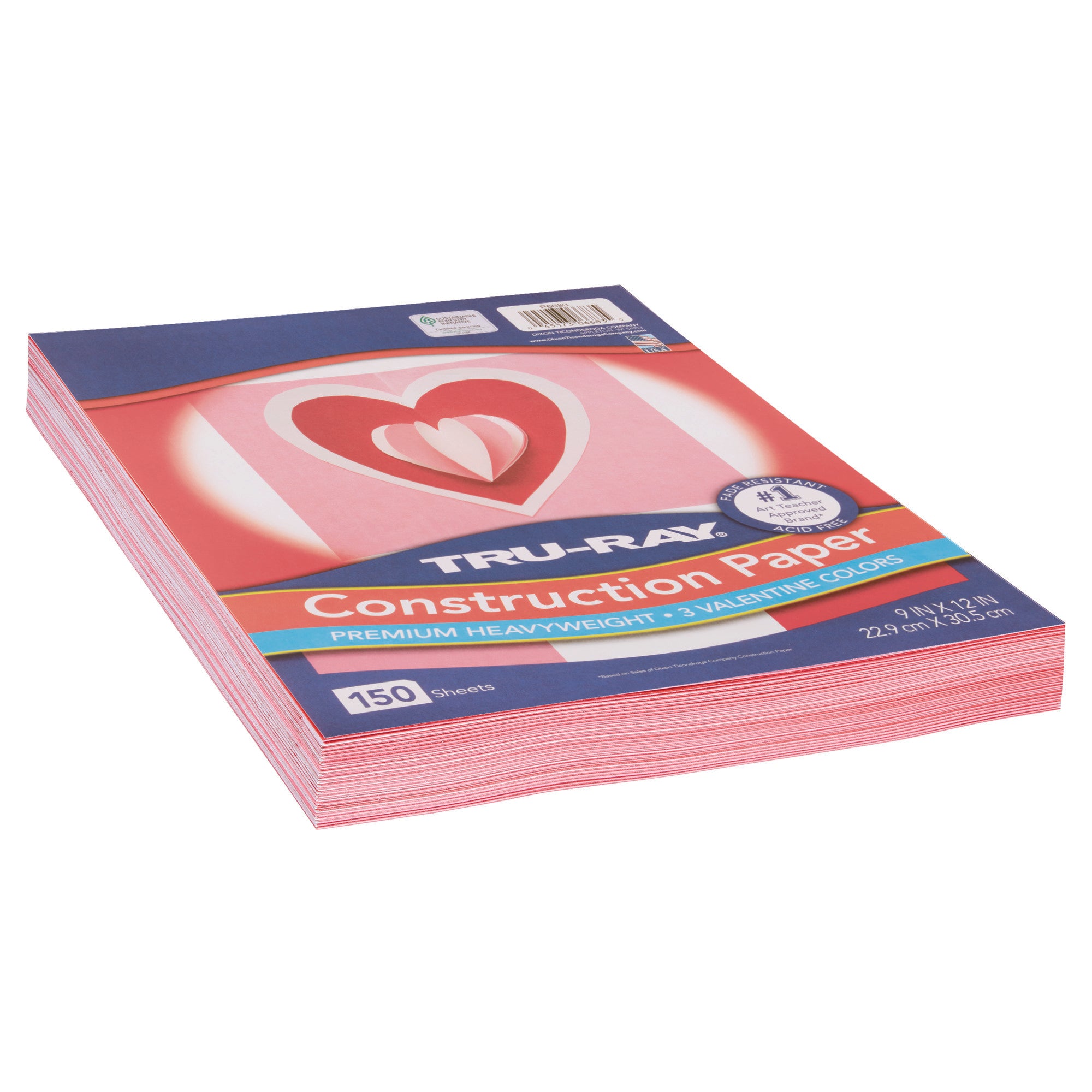 Construction Paper Valentine Assortment, 9" x 12", 150 Sheets Per Pack, 3 Packs