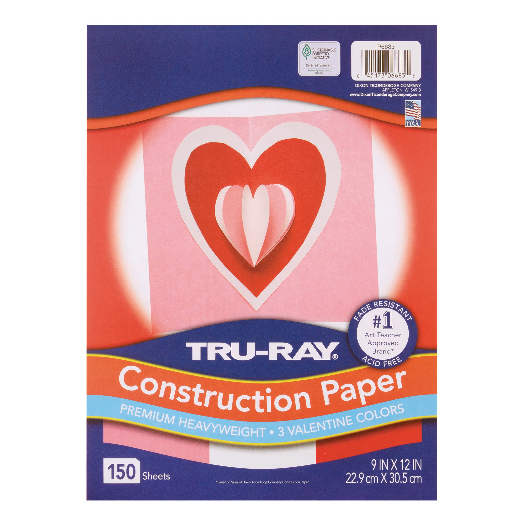 Construction Paper Valentine Assortment, 9" x 12", 150 Sheets Per Pack, 3 Packs