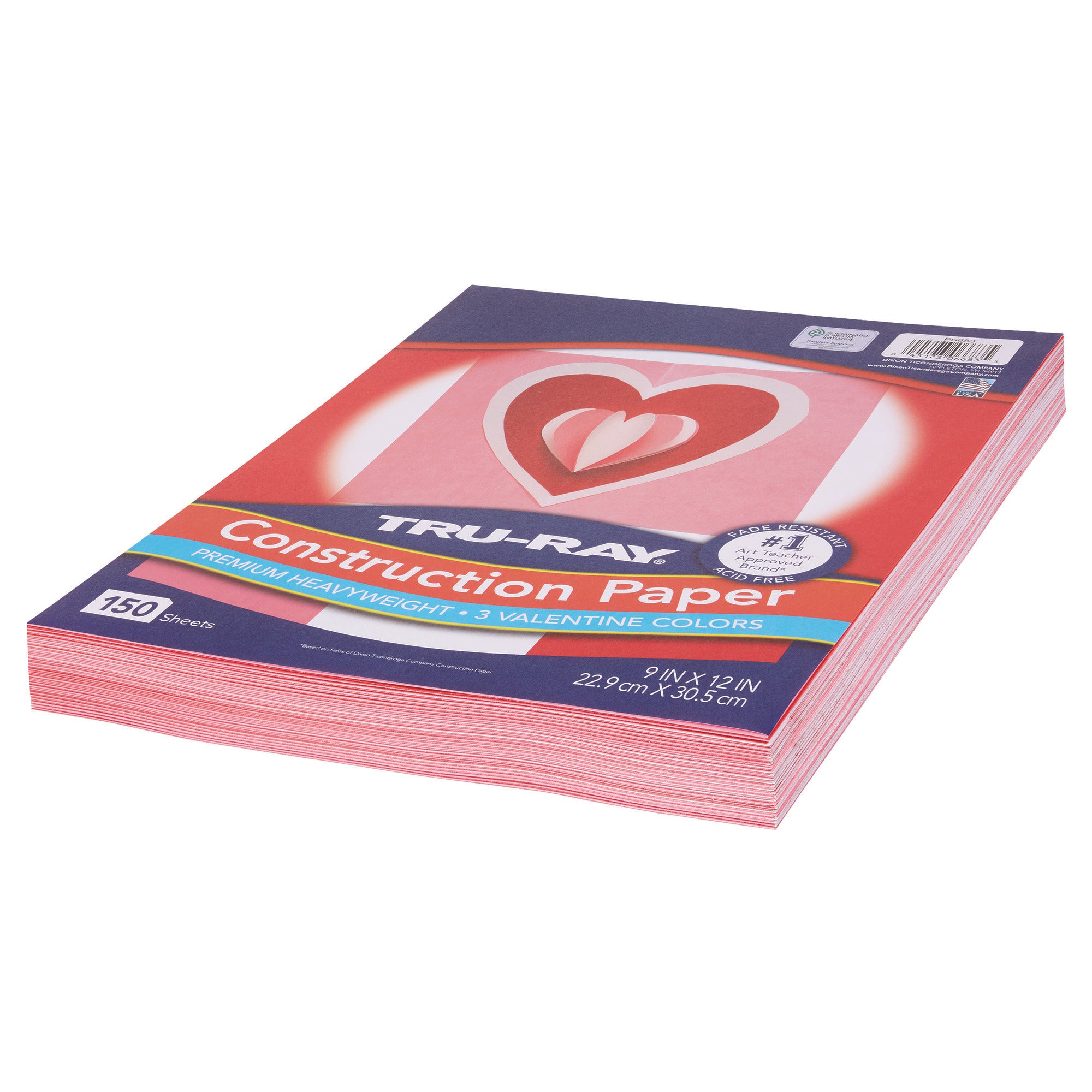 Construction Paper Valentine Assortment, 9" x 12", 150 Sheets Per Pack, 3 Packs