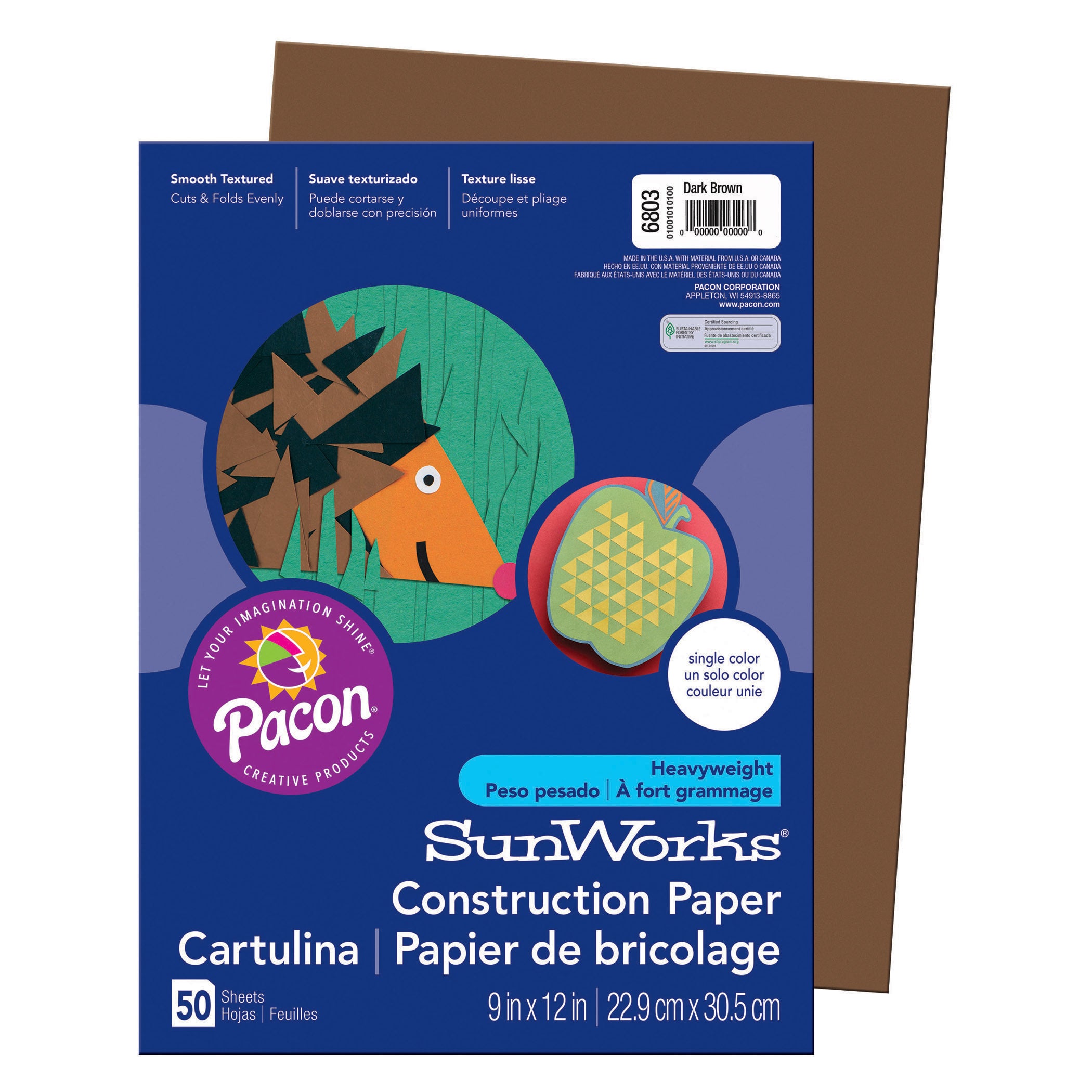 Construction Paper, Dark Brown, 9" x 12", 50 Sheets Per Pack, 10 Packs - A1 School Supplies