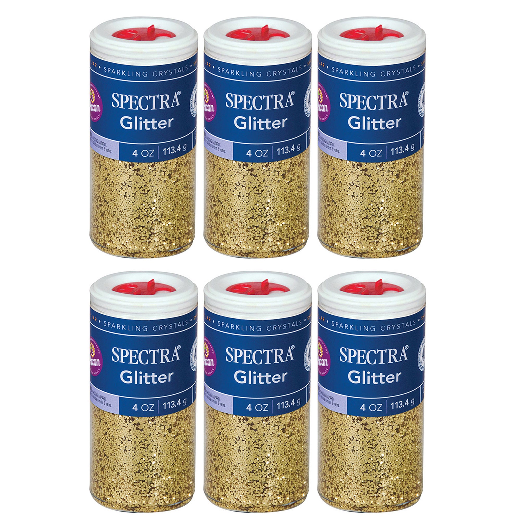 Glitter, Gold, 4 oz. Per Jar, 6 Jars