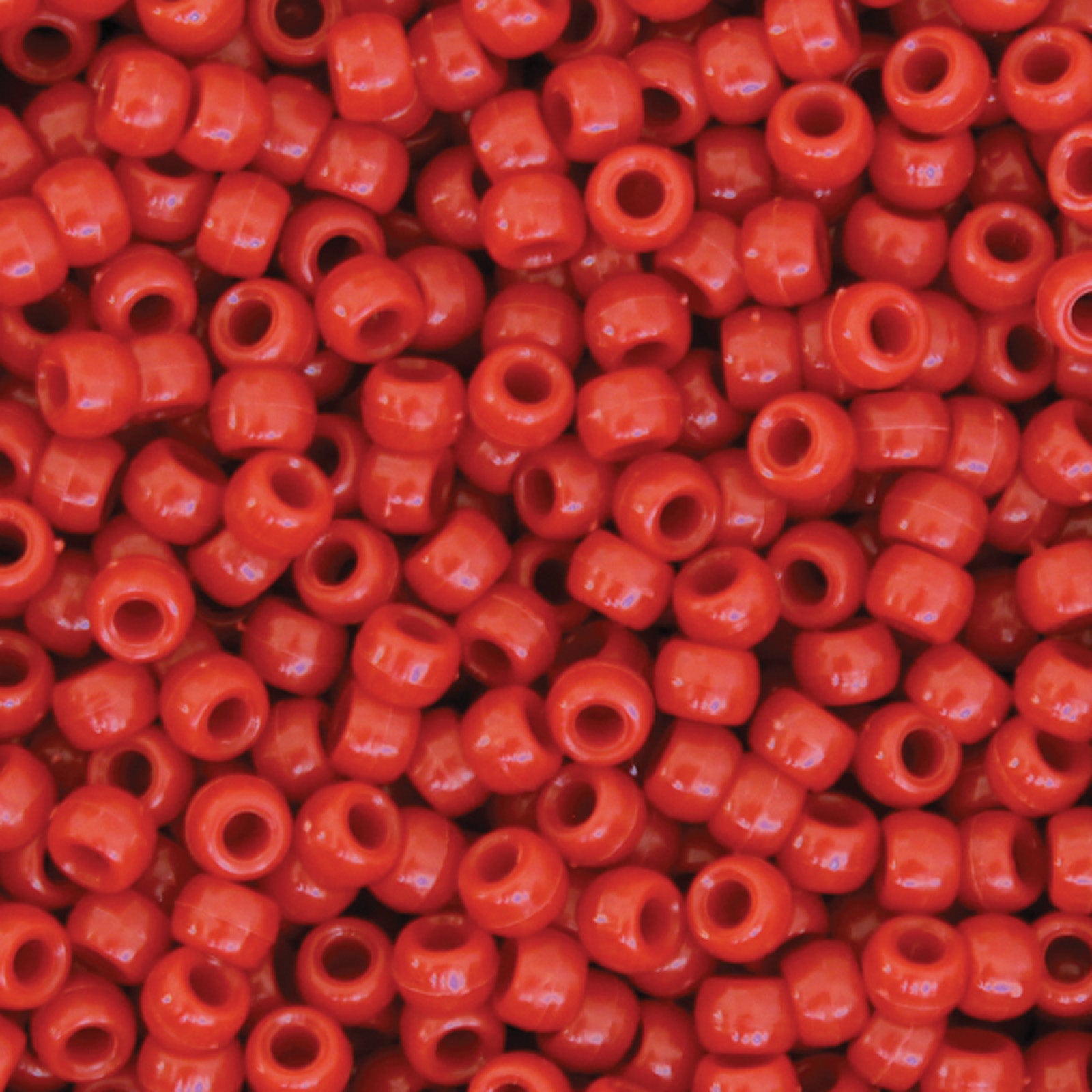 Pony Beads, Red, 6 mm x 9 mm, 1000 Per Pack, 3 Packs