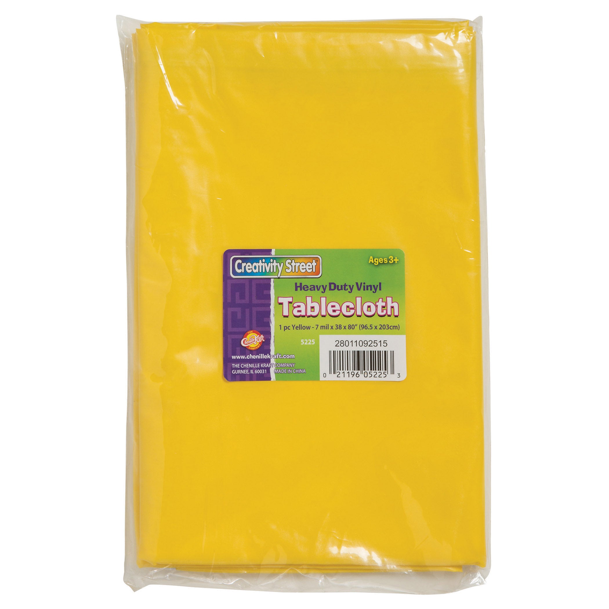 Vinyl Tablecloth, Yellow, 38" x 80", Pack of 3