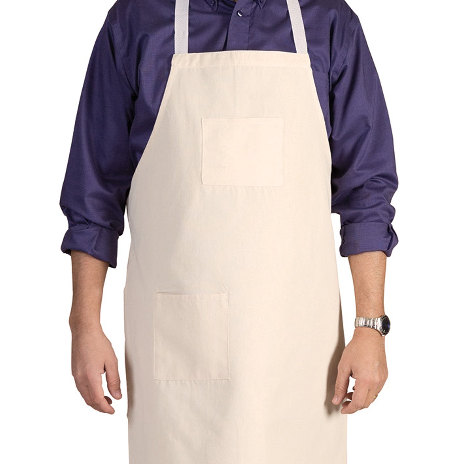 Full Length Adult Cotton Apron, Tan, 34" x 24", 1 Piece