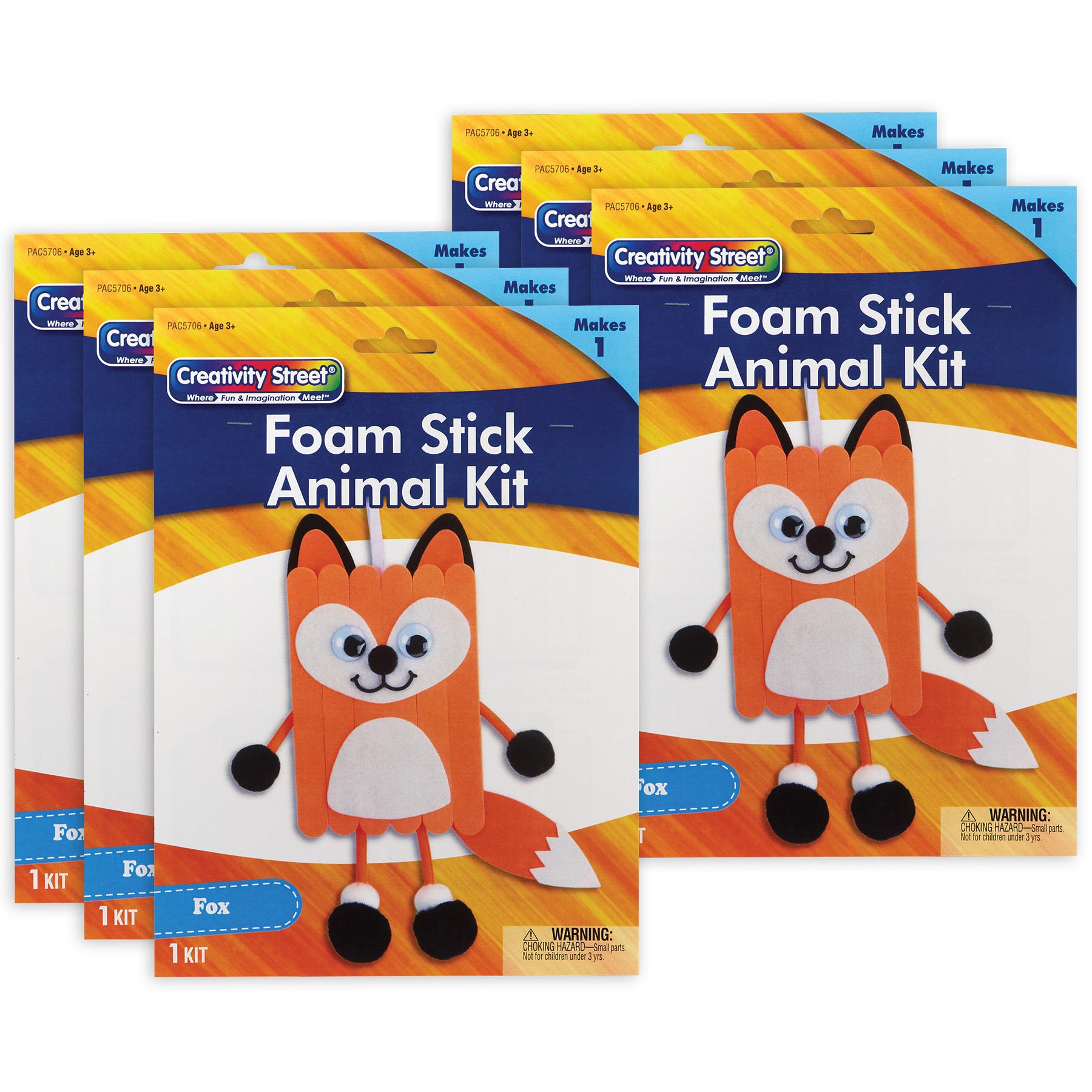 Foam Stick Animal Kit, Fox, 6.75" x 11" x 1", 6 Kits