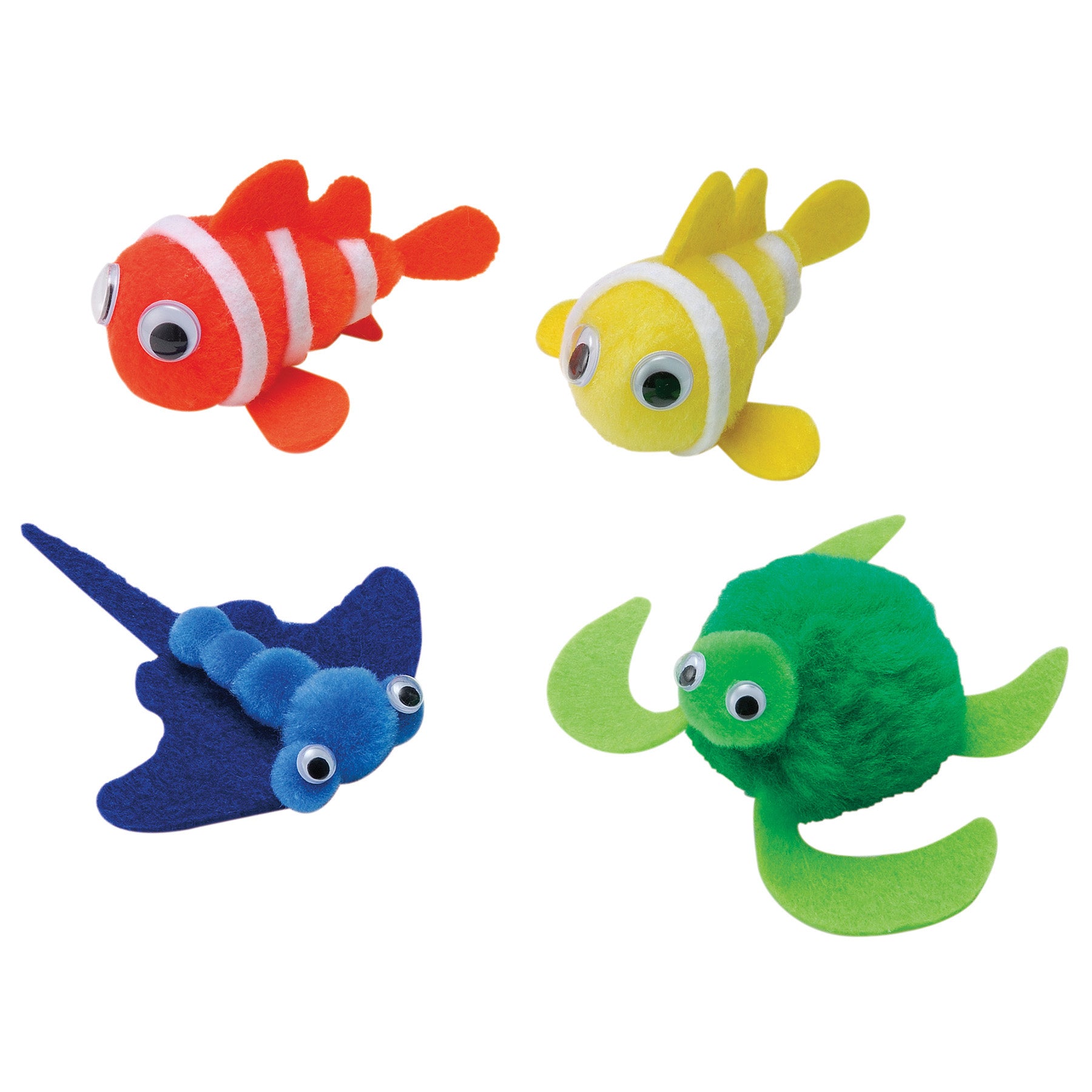 Pom Pon Animal Kit, Ocean Animals, Assorted Sizes, 4 Animals Per Kit, 6 Kits