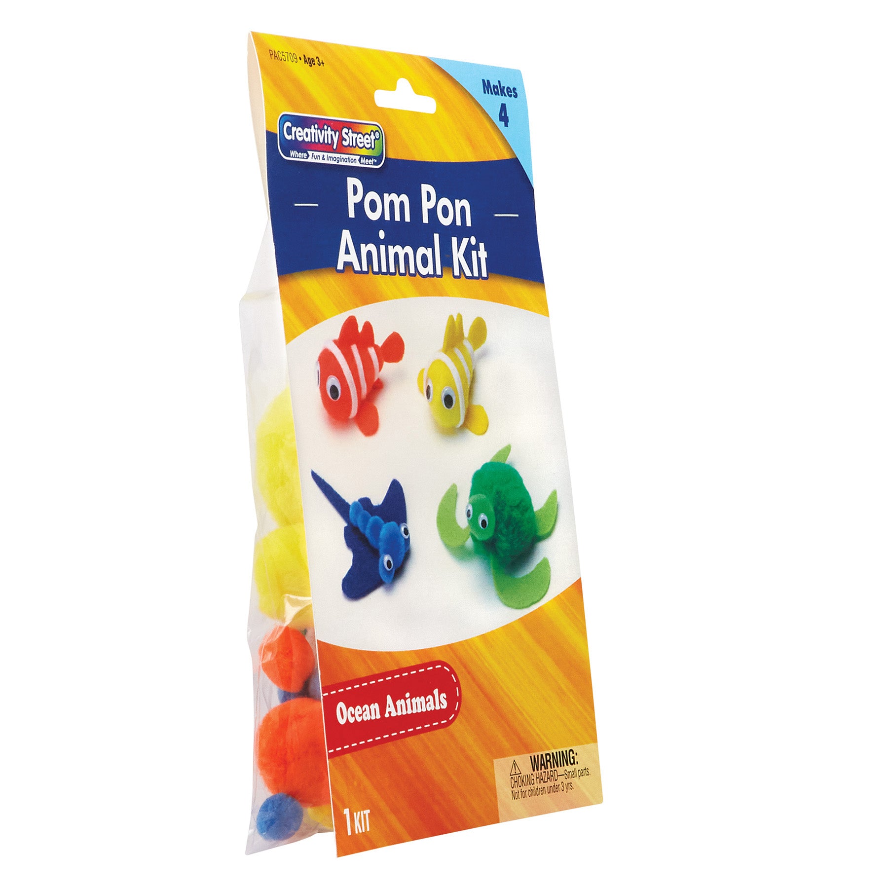 Pom Pon Animal Kit, Ocean Animals, Assorted Sizes, 4 Animals Per Kit, 6 Kits