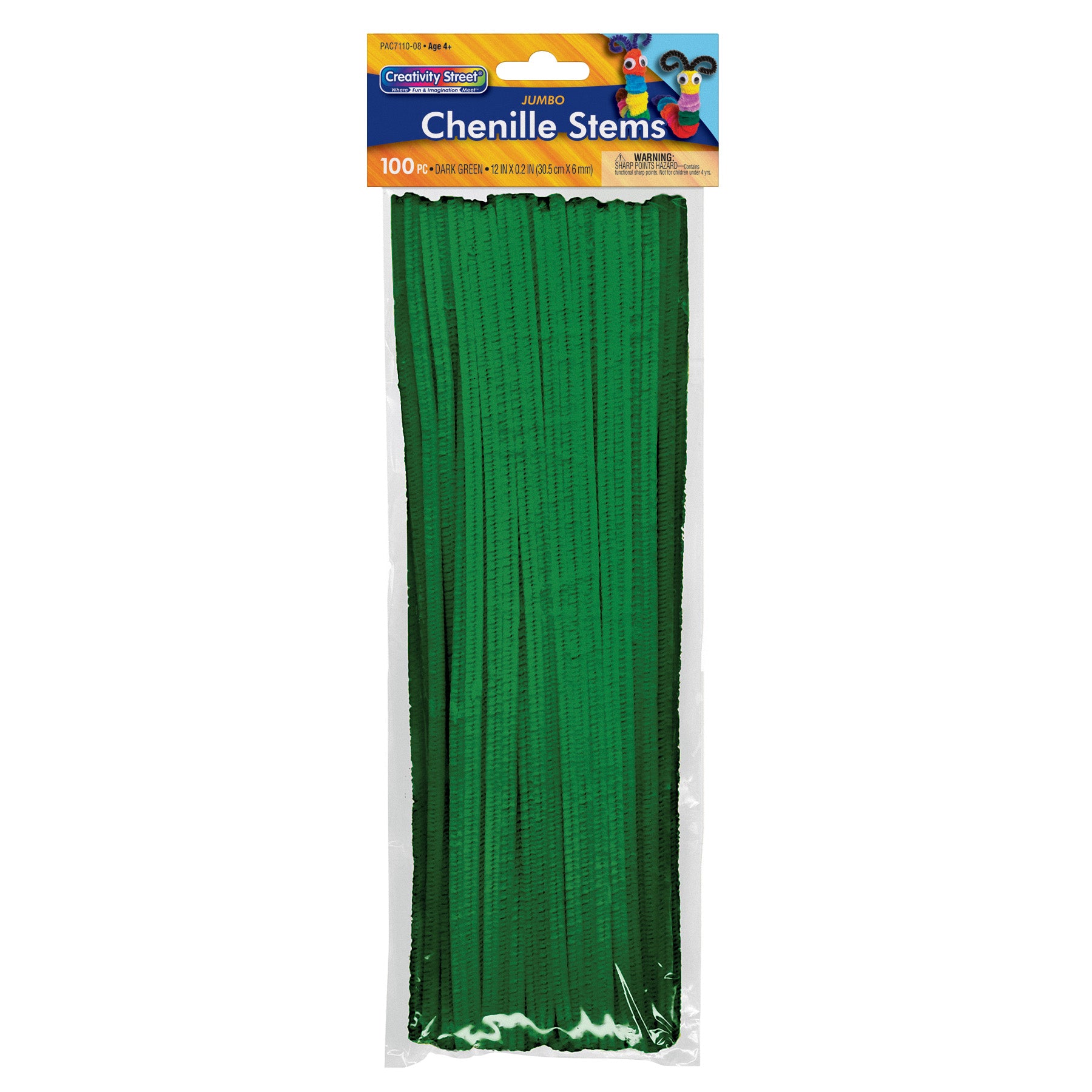 Jumbo Stems, Dark Green, 12" x 6 mm, 100 Per Pack, 12 Packs