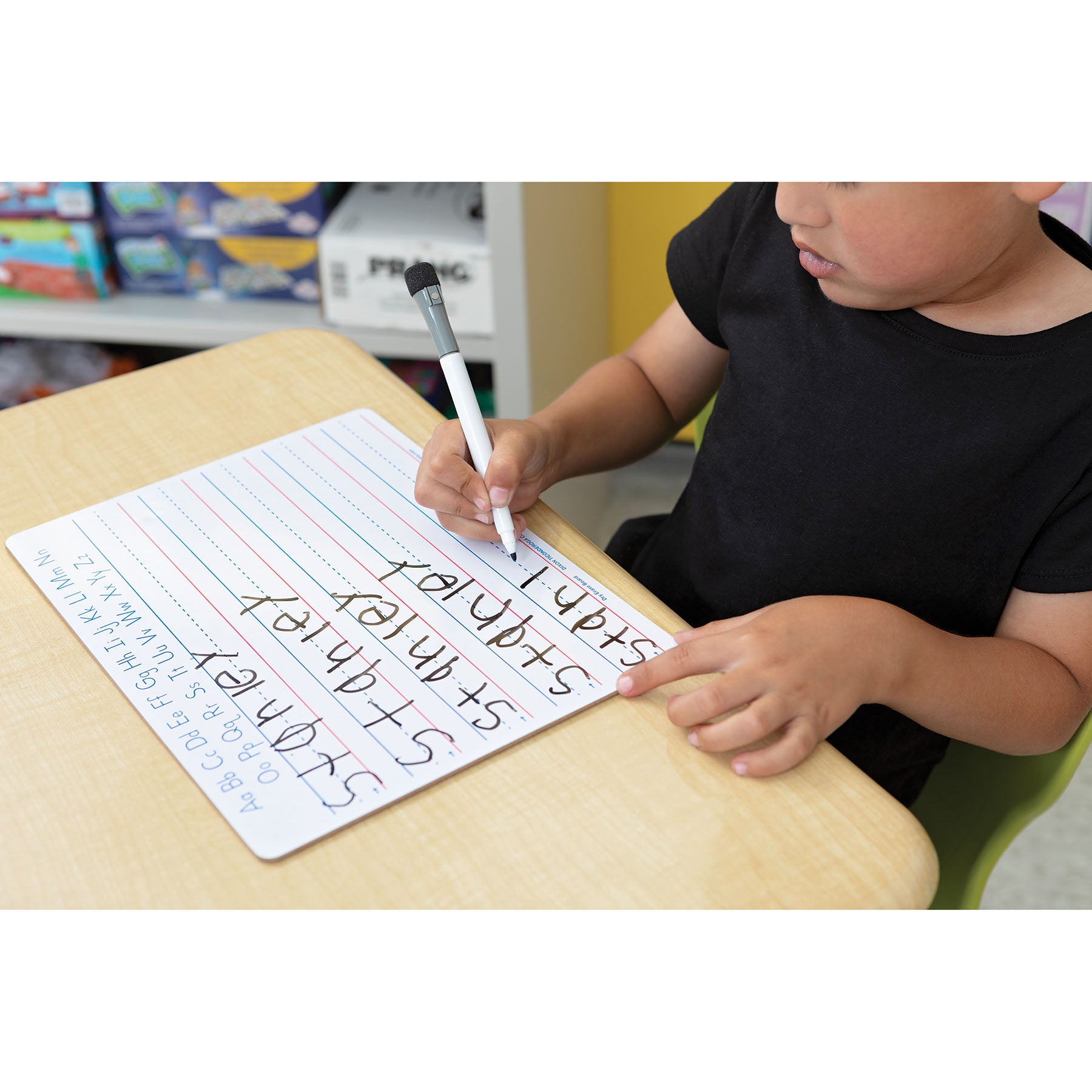 Handwriting Whiteboard Dry Erase Set, 2-Sided, Ruled/Plain, with Marker/Eraser, 9" x 12", 5 Sets