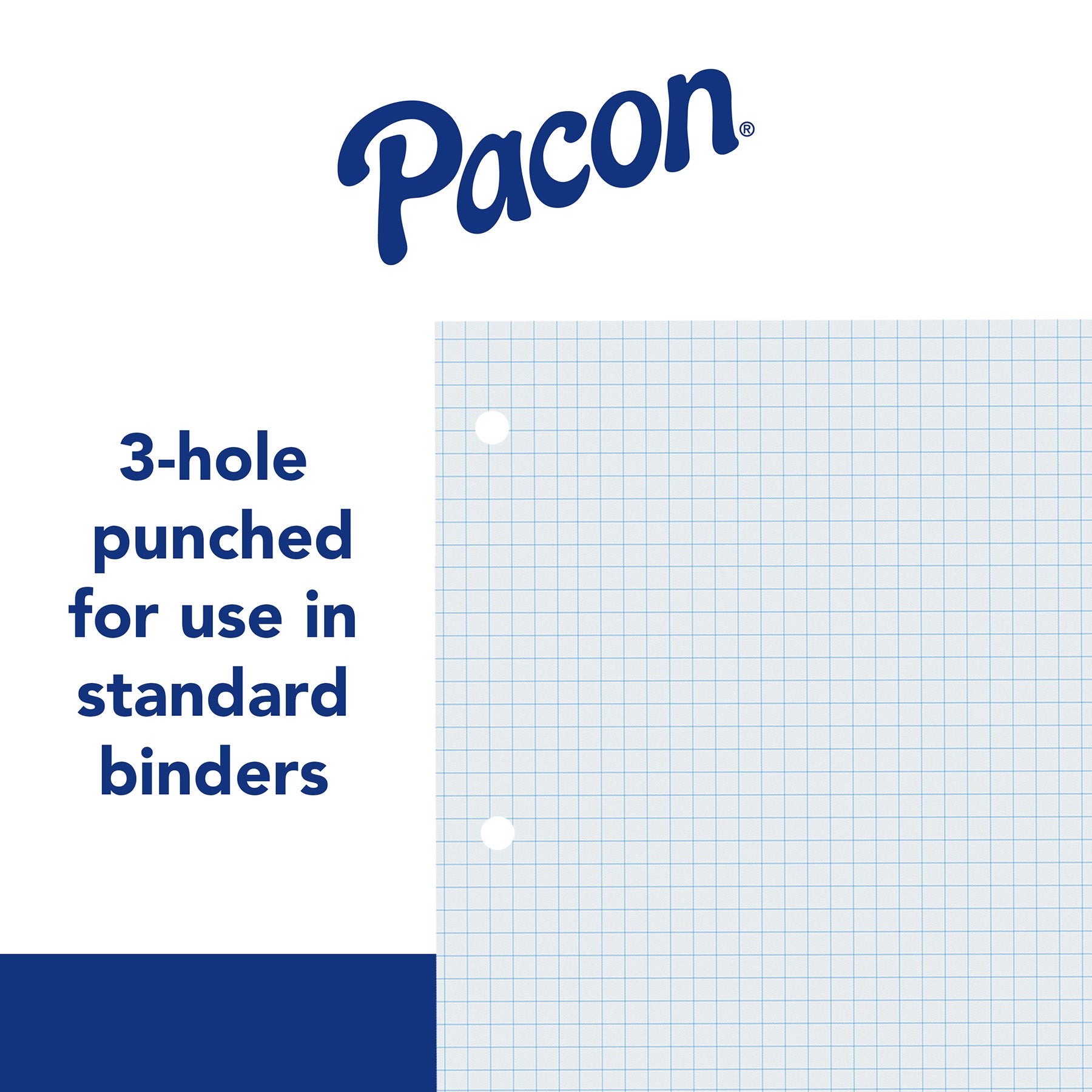 Graphing Paper, White, 3-Hole Punched, 1/4" Quadrille Ruled, 8" x 10-1/2", 80 Sheets Per Pack, 6 Packs