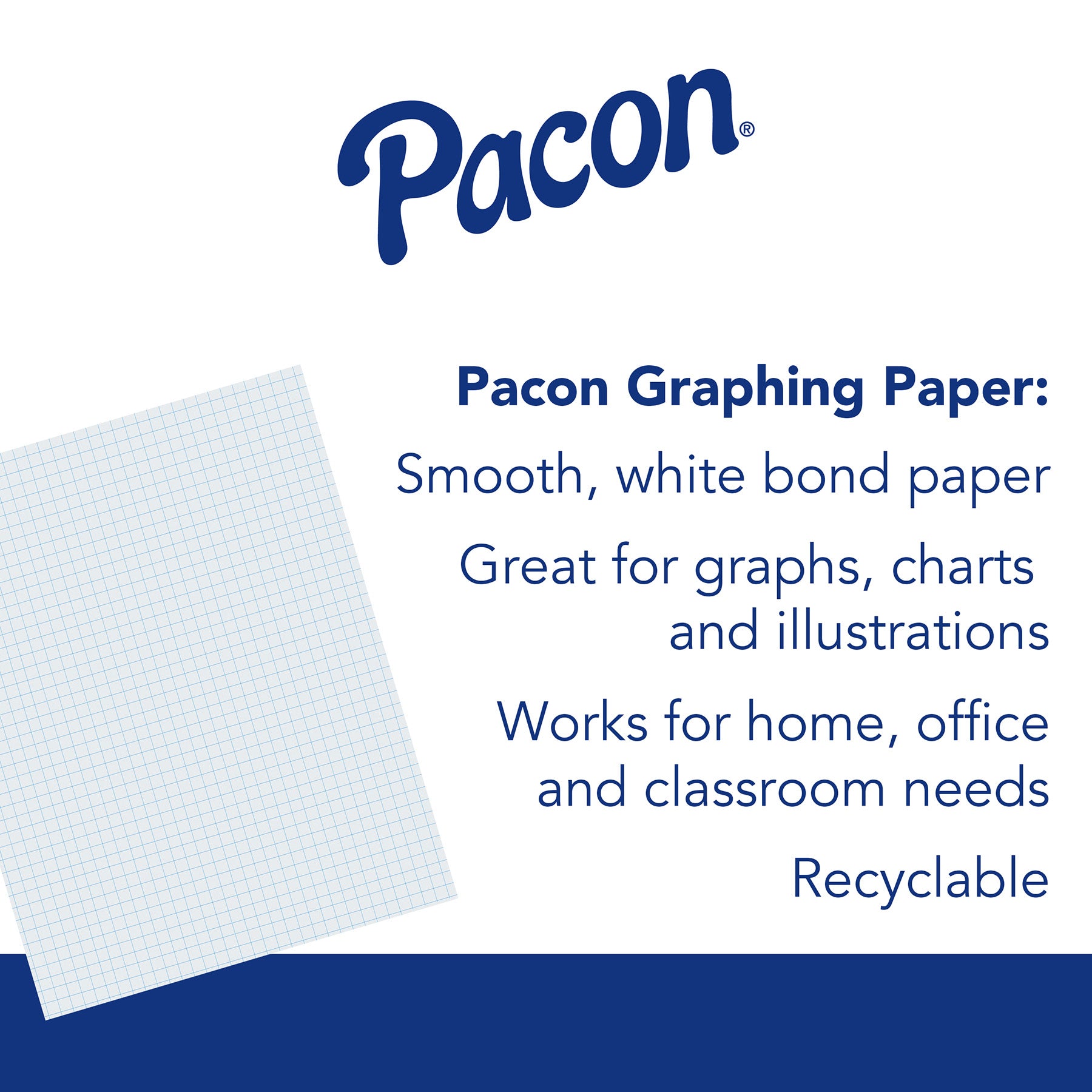 Graphing Paper, White, 3-Hole Punched, 1/4" Quadrille Ruled, 8" x 10-1/2", 80 Sheets Per Pack, 6 Packs