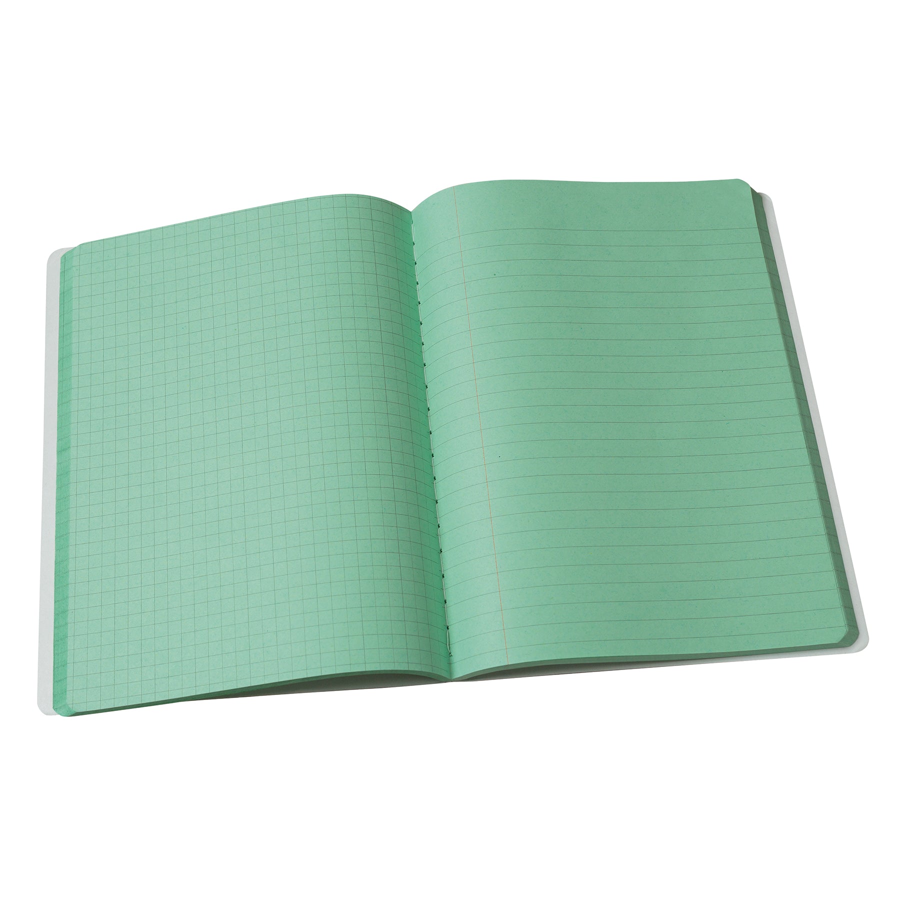 Dual Ruled Composition Book, Green, 1/4 in grid and 3/8 in (wide) 9-3/4" x 7-1/2", 100 Sheets, Pack of 6